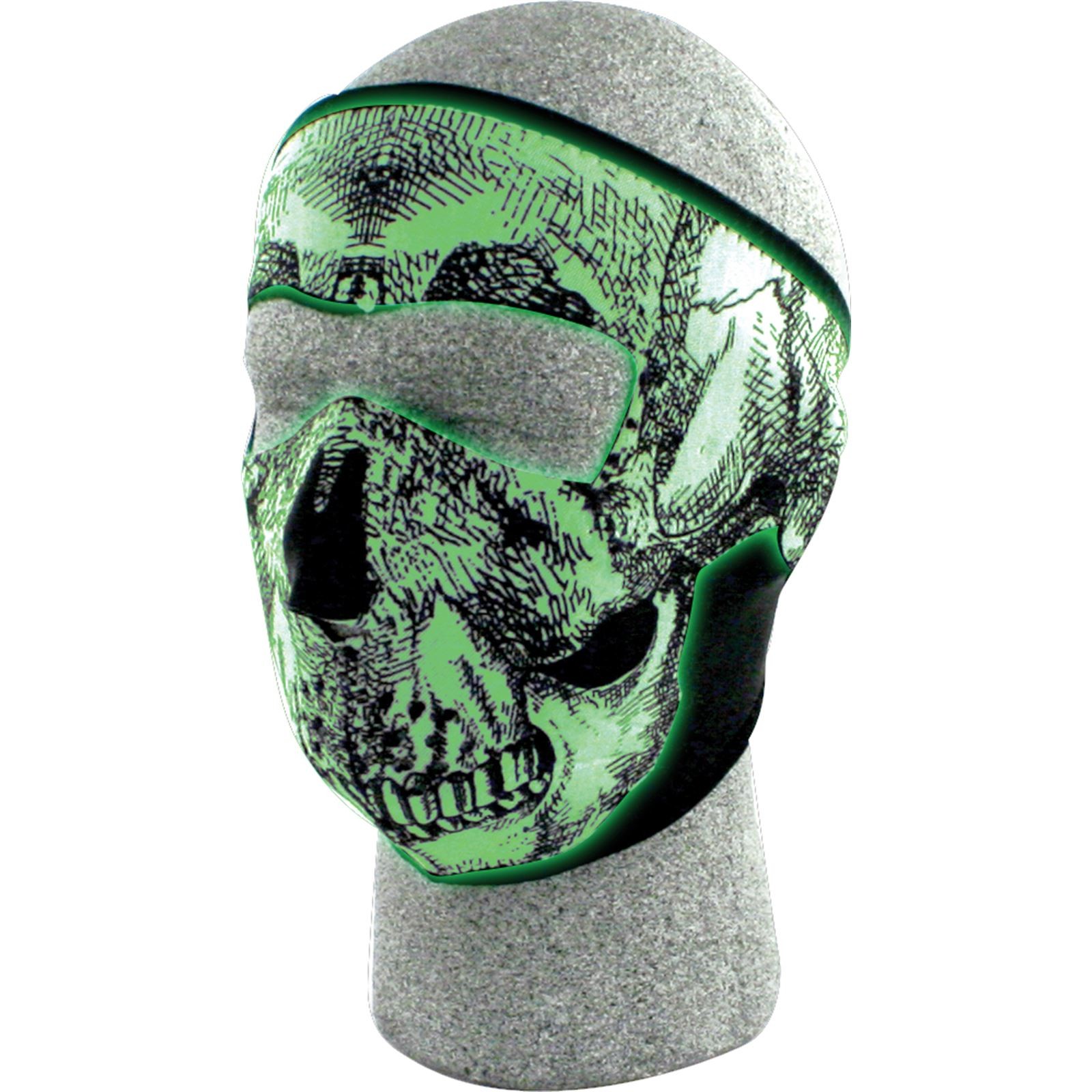 Zan Full Face Mask Black/White Skull Glow WNFM002G