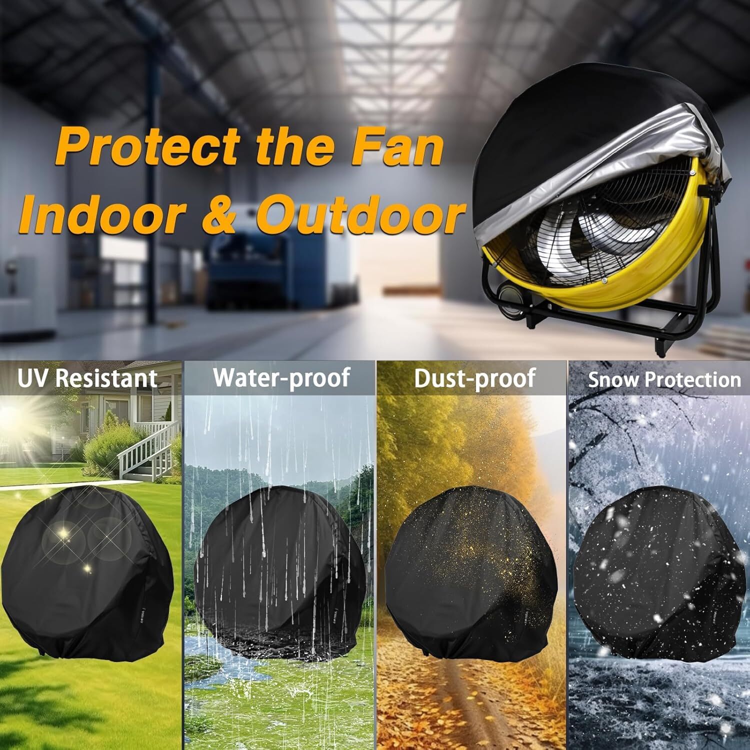 Waterproof Industrial Fan 420D Cover Dustproof Protection for 30.5" Drum Fans