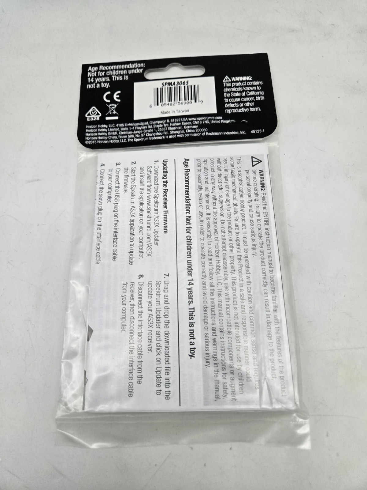 Spektrum A3065 Tx/Receiver USB Programming Cable