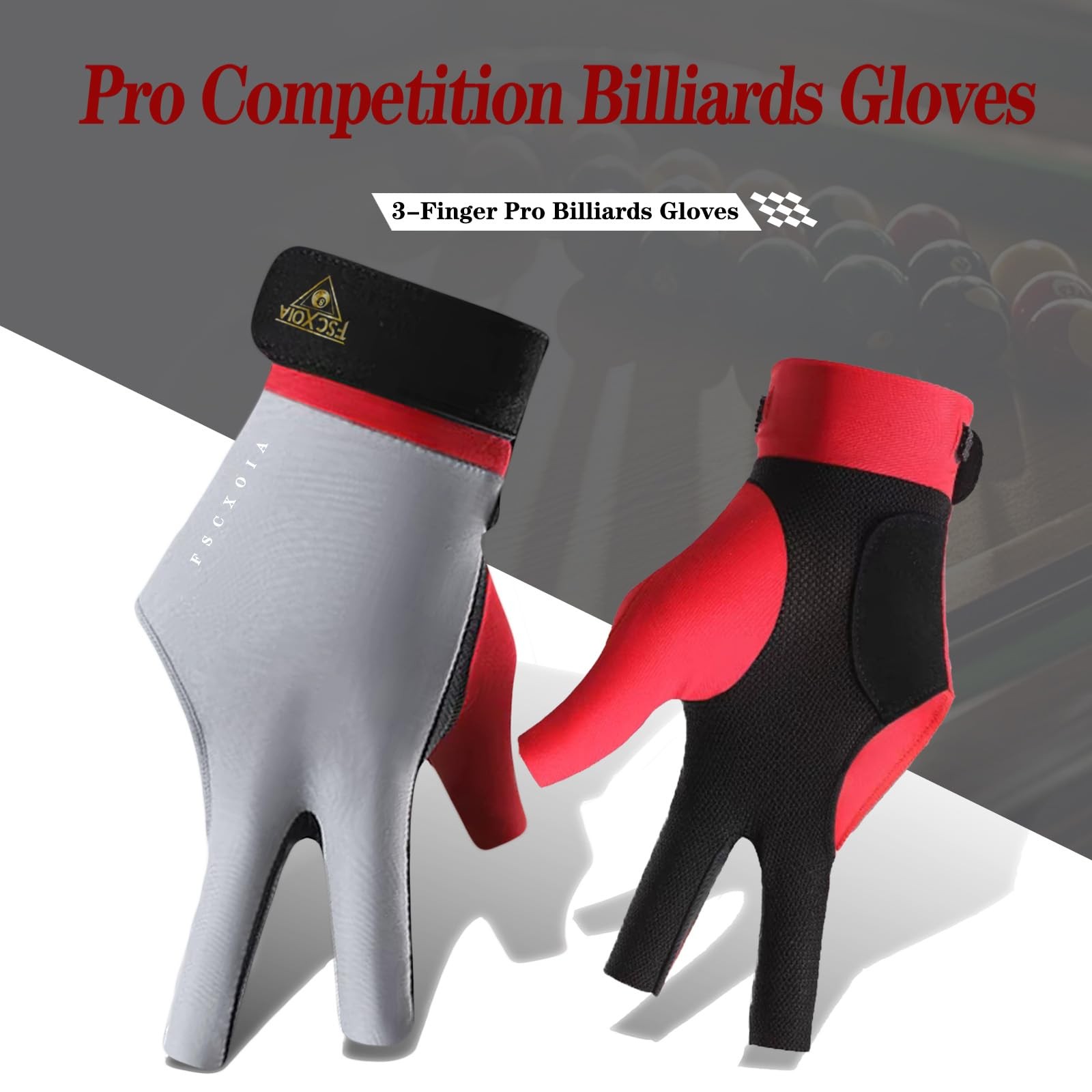 FSCXOIA Billiard Glove for Left Hand - Durable, Comfortable, Adjustable Fit, ...