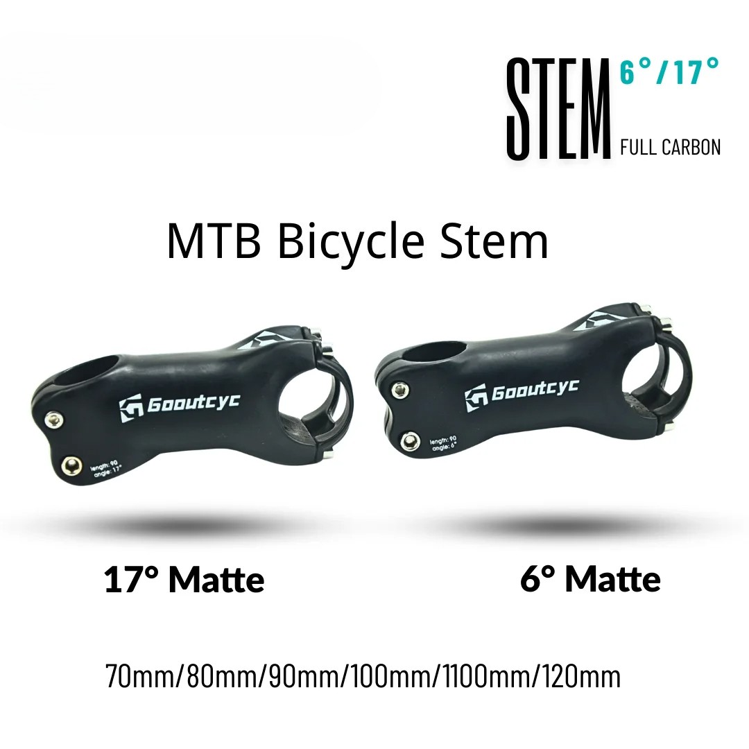 Full Carbon Fiber Matte MTB Bicycle Stem 6/17 Degree 31.8mm Road Bike Stems