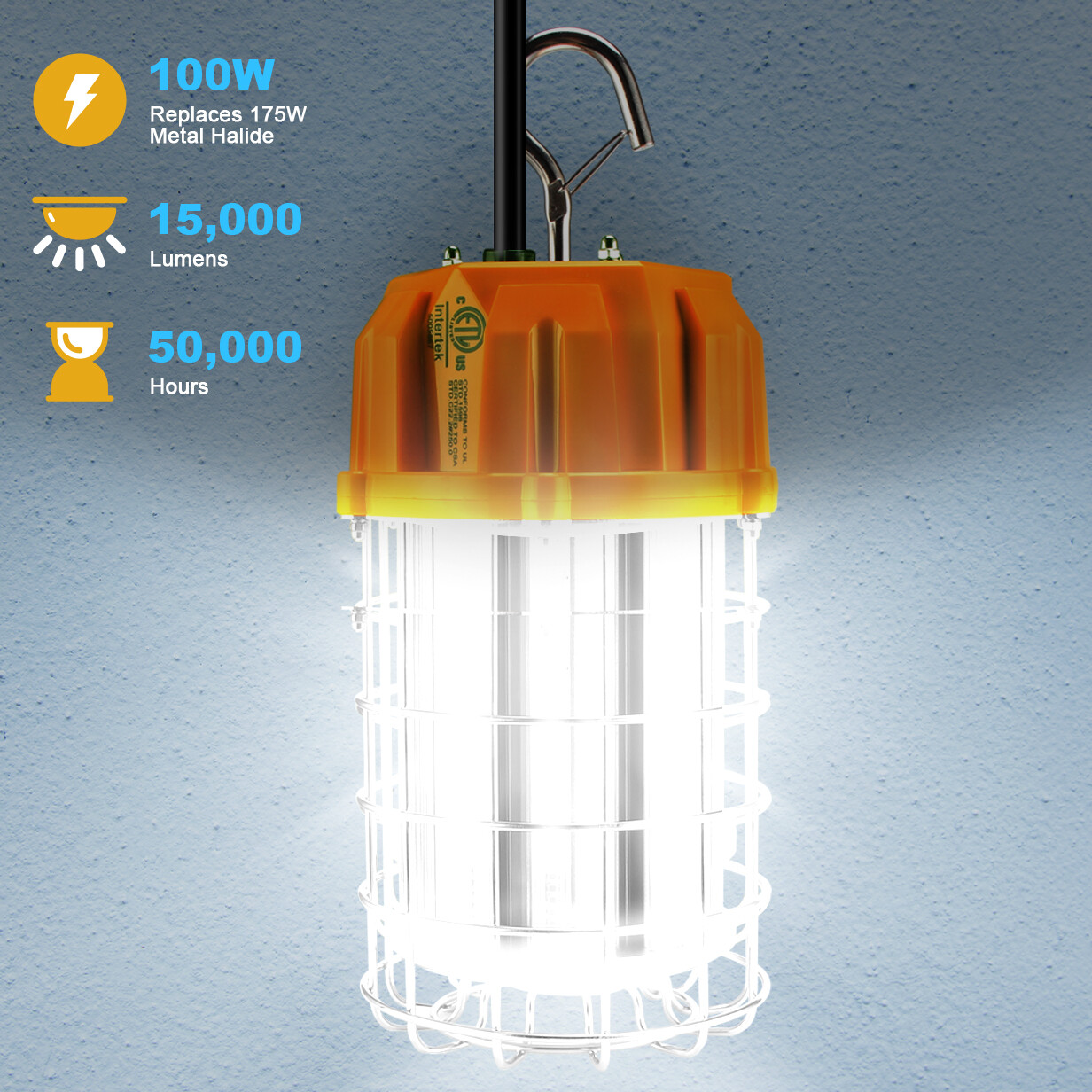 LED Construction Temporary Work Light 100W Basement Warehouse Workshop High bay