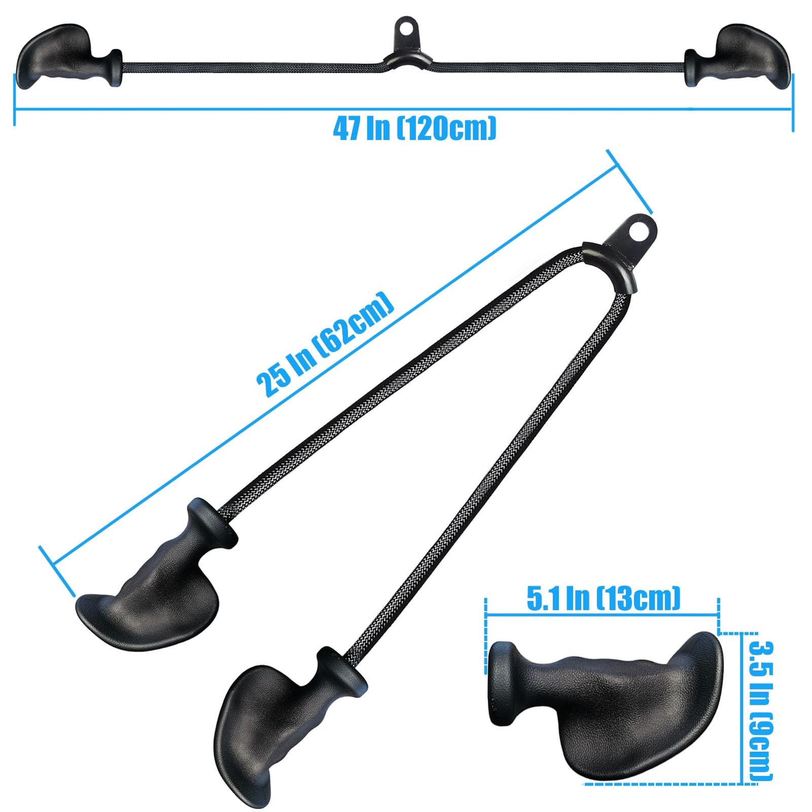 Ergonomic Tricep Rope Pull Down Attachment Upgraded Long Triceps Rope Cable A...