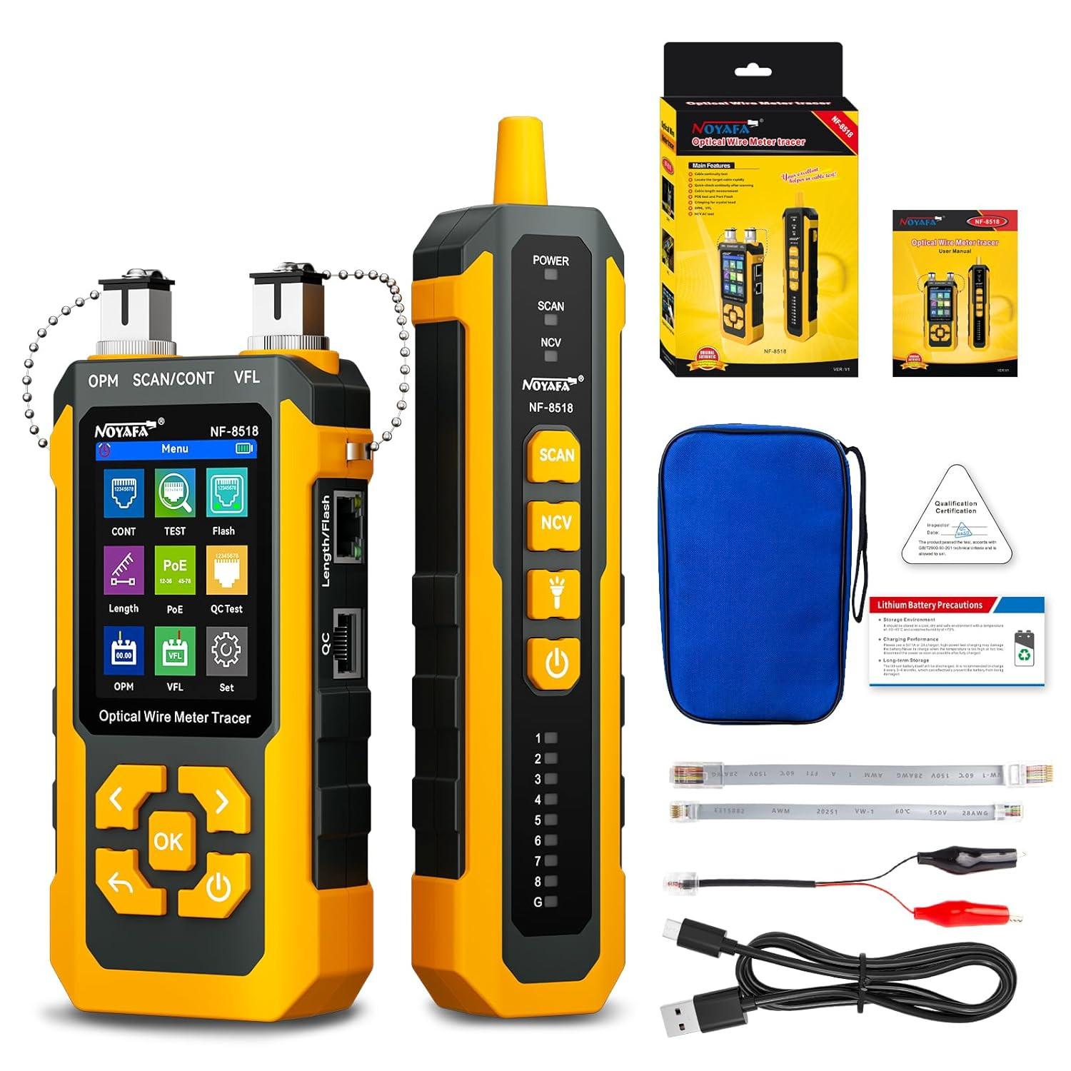 NF-8518 Network Cable Tester & Optical Power Meter for Ethernet & Fiber Optics