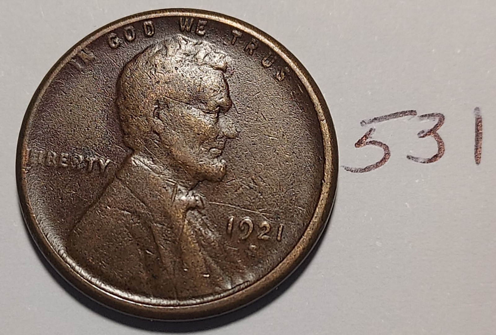 1921-S Lincoln Wheat Cent  FINE  #531