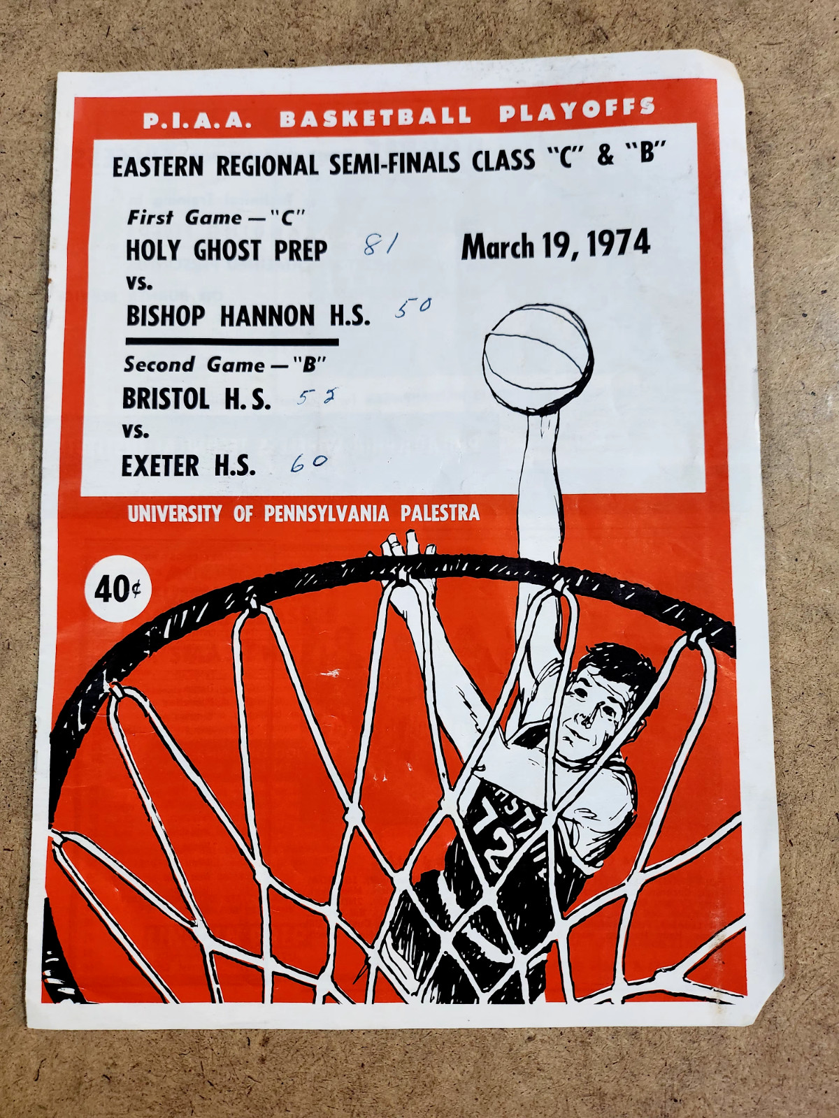 P.I.A.A. Basketball Playoffs 3/19/1974 Program  (MH T-2)