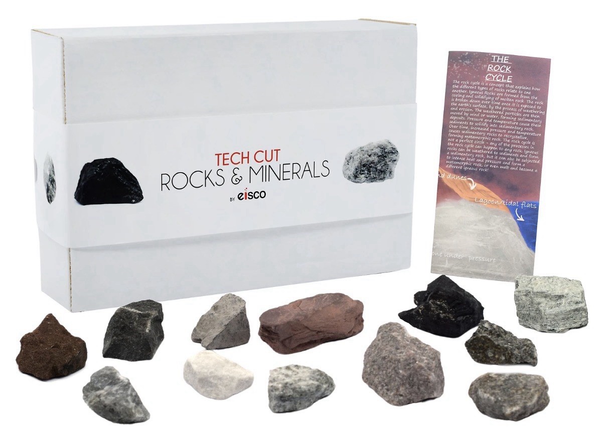 Rock Cycle Kit, 12 Pcs - Metamorphic, Igneous & Sedimentary Rocks - Eisco Labs