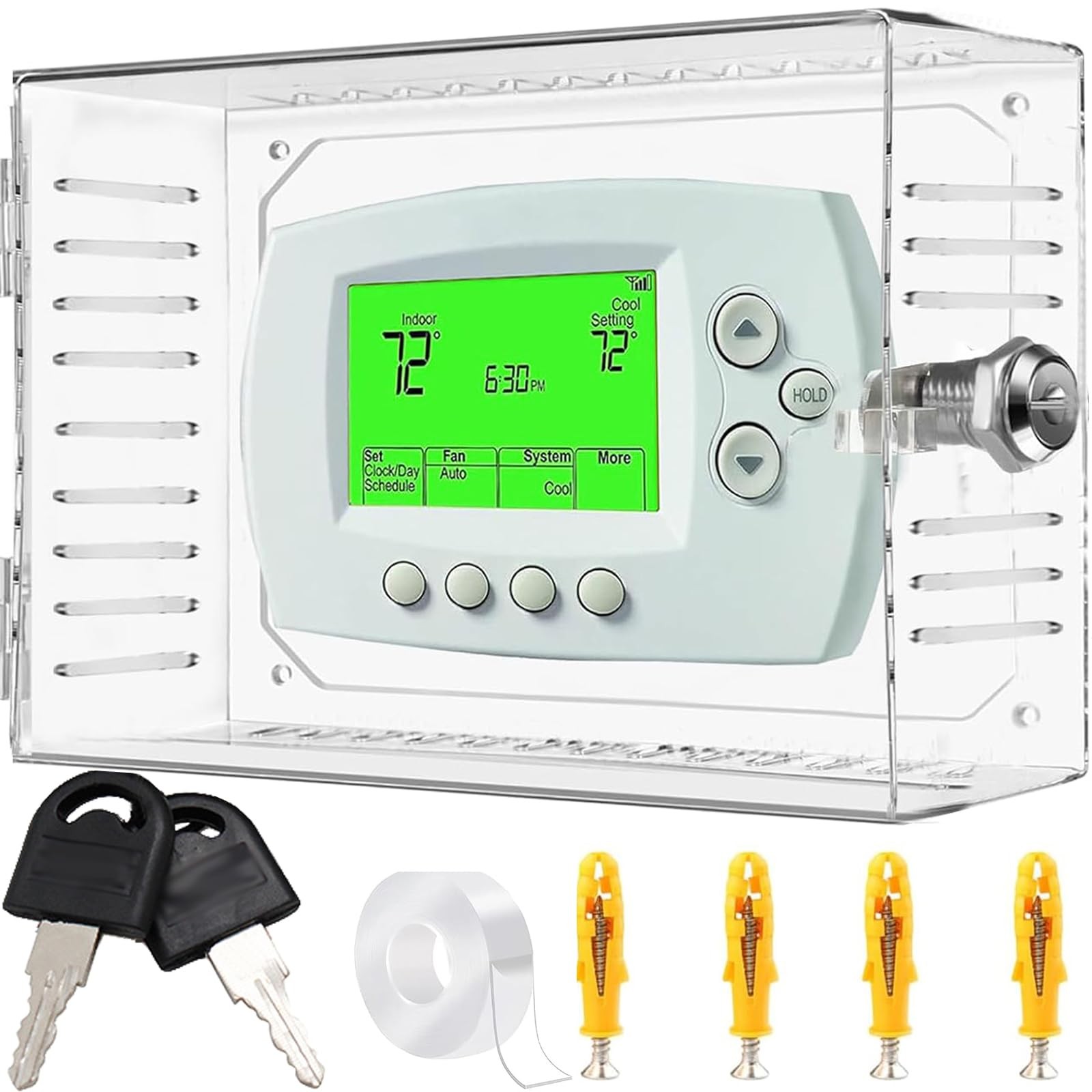 Universal Thermostat Lock Box with Key,Clear Large Cover for...
