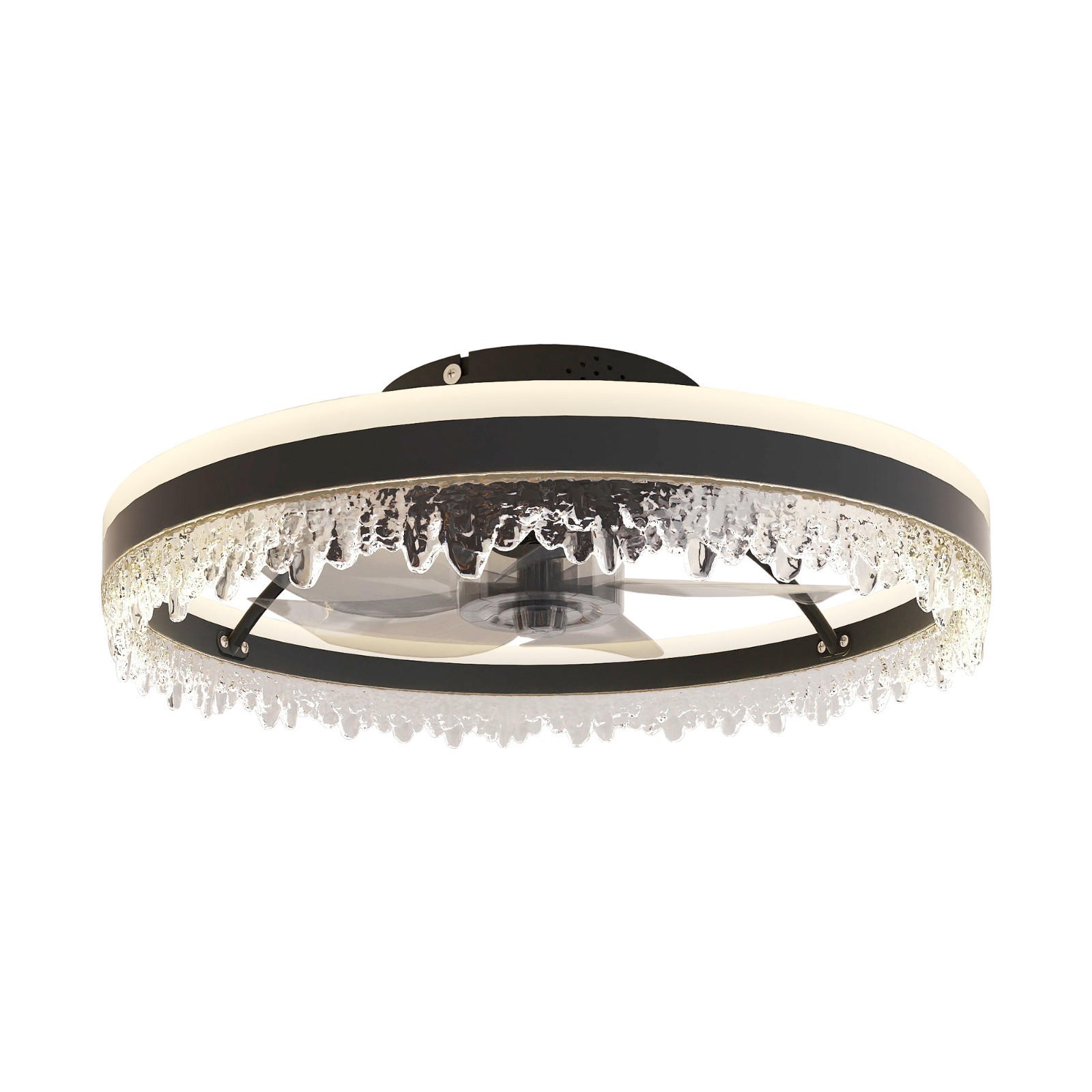 20" Smart Black Ceiling Fan Light – Silent, Reversible for Bedroom