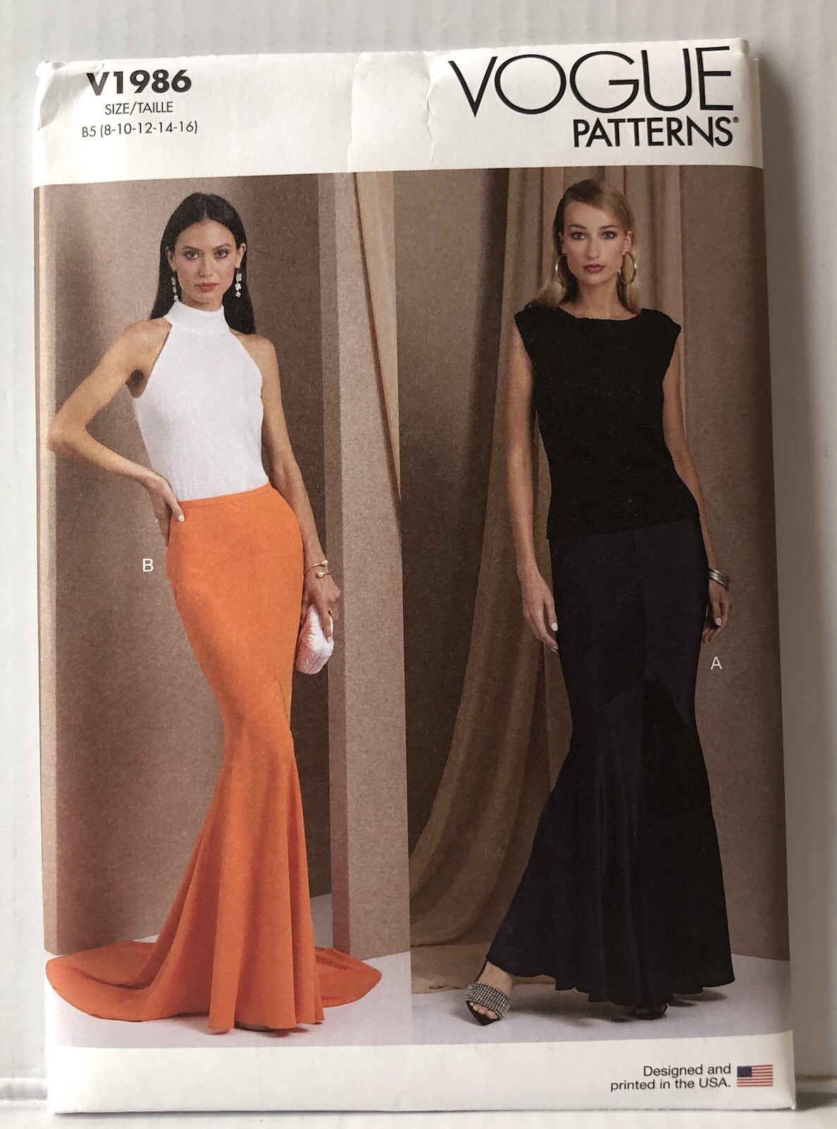 VoguePattern V1986 Red Carpet Mermaid Fishtail Skirt Misses SZ 8-16