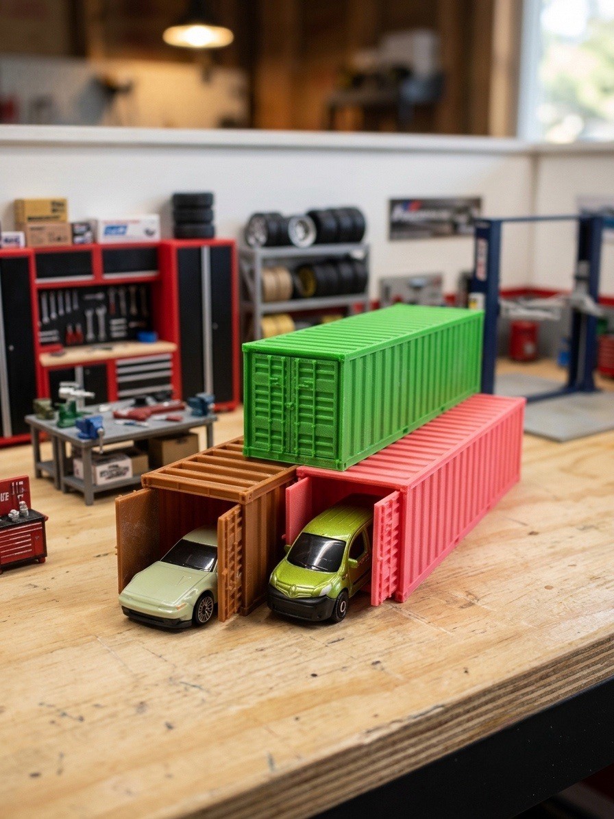 1:64 Scale 40ft Shipping Container | Functional Doors, Custom Colors, 3D Printed