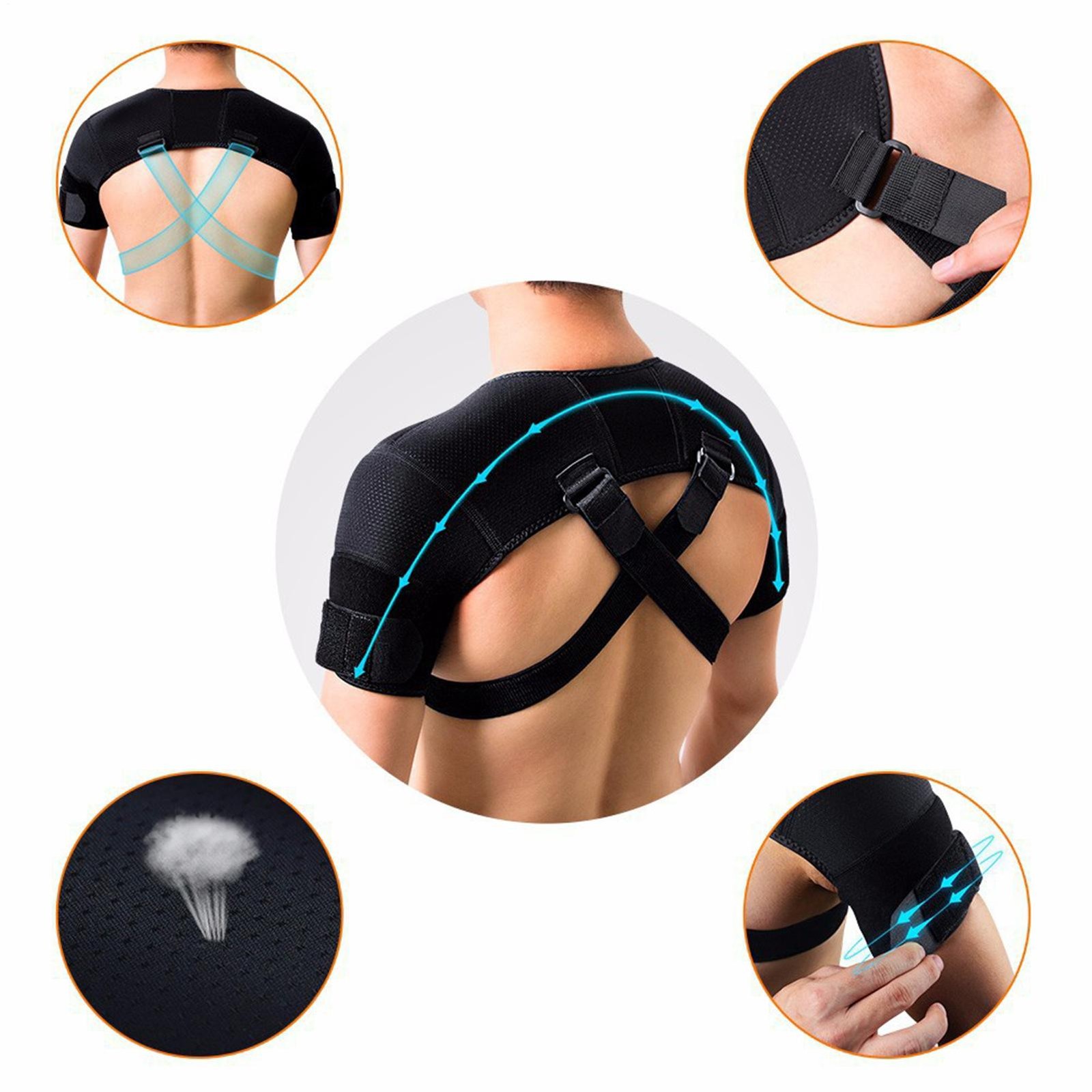 Double Shoulder Brace Torn Rotator Cuff Pain Relief Support Therapy Belt 3XL