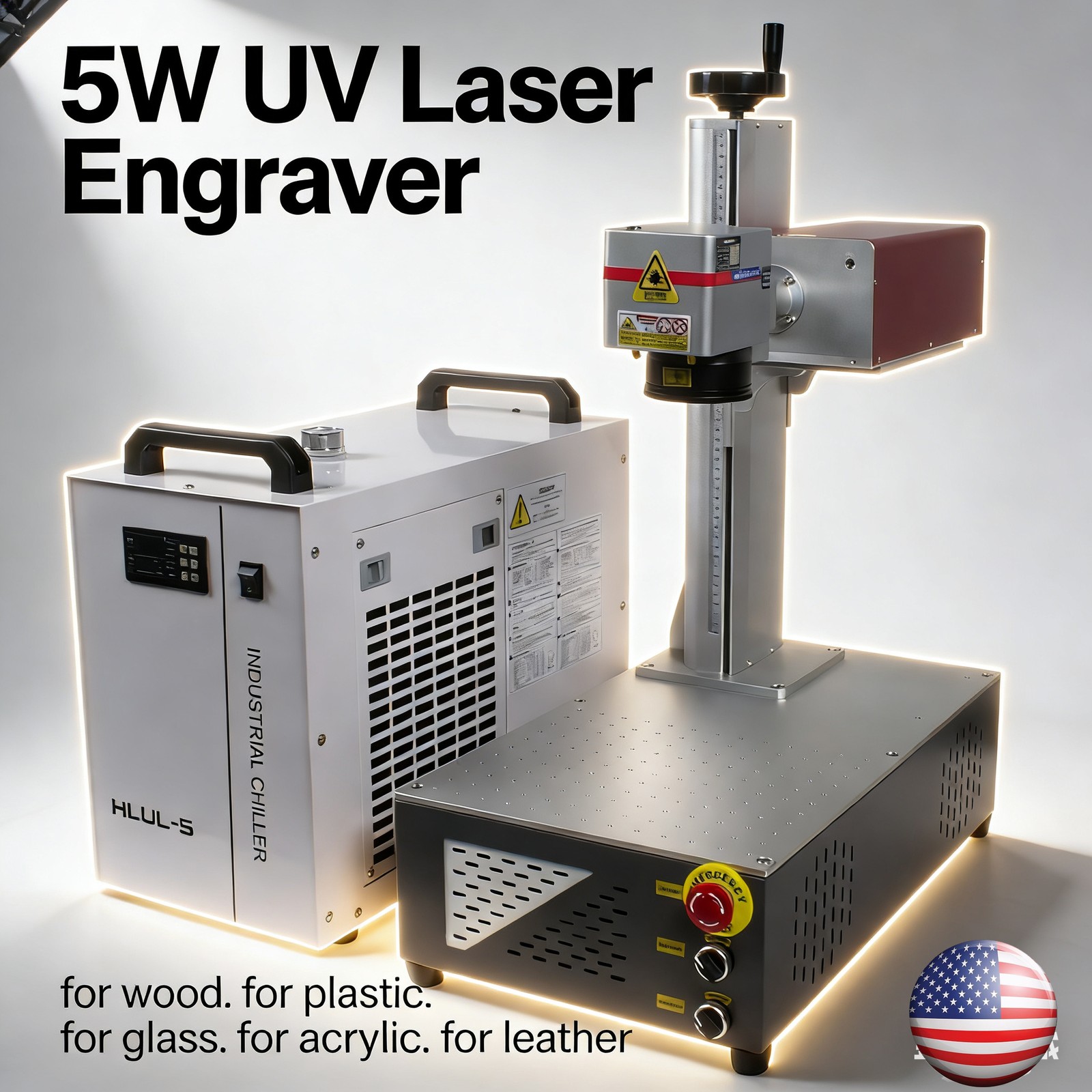 355nm 5W UV Fiber Laser Marking Engraver Machine For Glass Metal Wood Printing