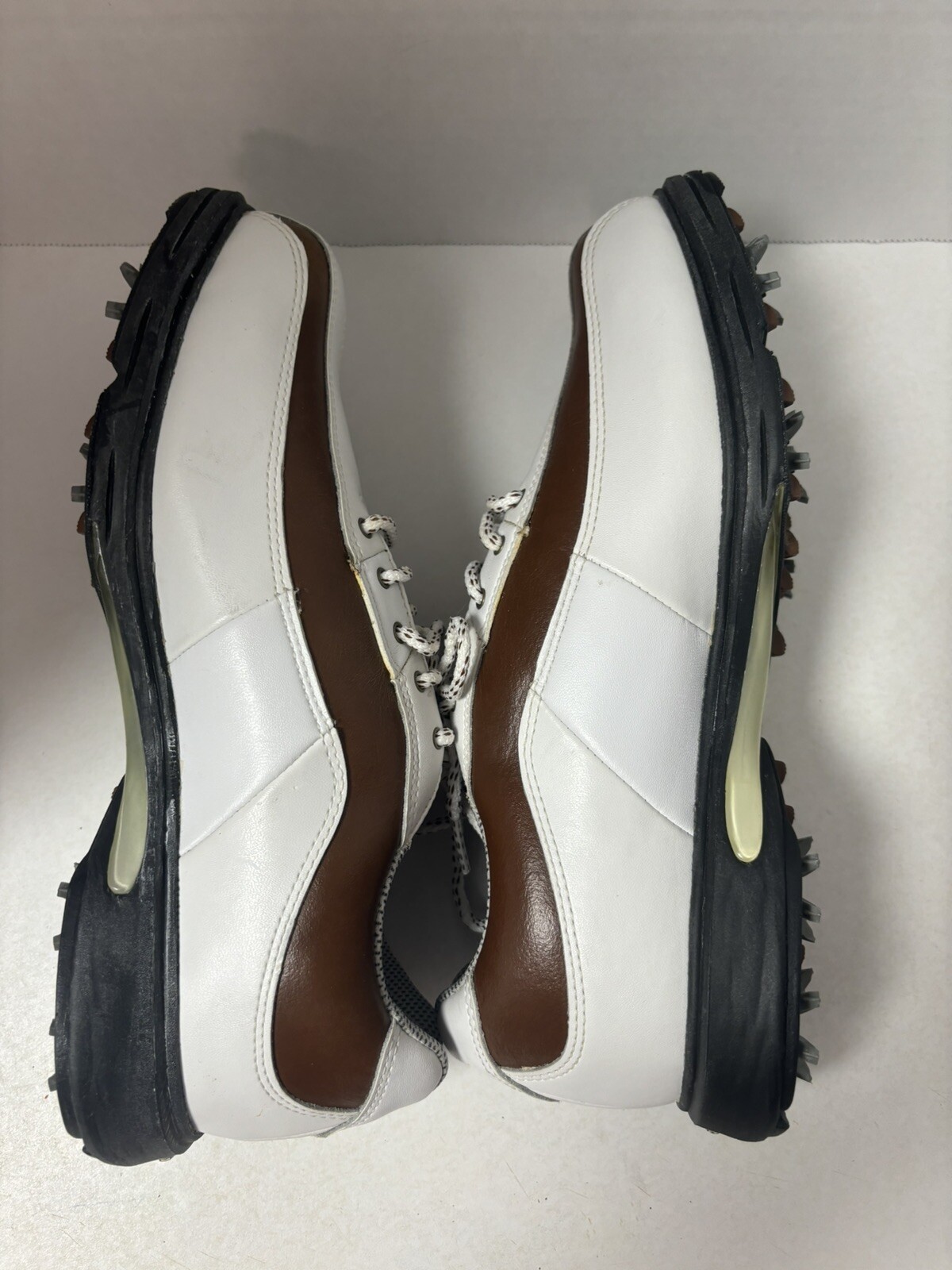 Etonic Stabilites Soft Spikes Leather Golf Cleats Shoes Mens 7mediumWhite Brown