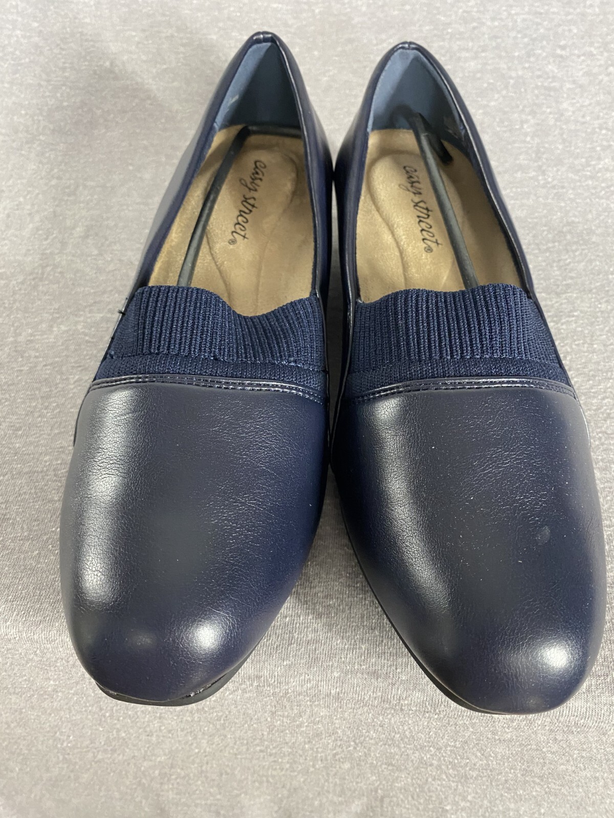NEW Easy Street Shoes Aba Slip On Loafers Navy Stretch Womens 7.5W Super Flex