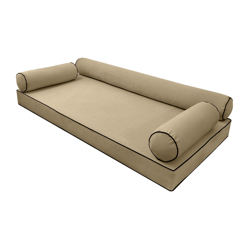 SLIPCOVER ONLY V6 Velvet Daybed Mattress Pillow Contrast Trim Twin-XL AD304