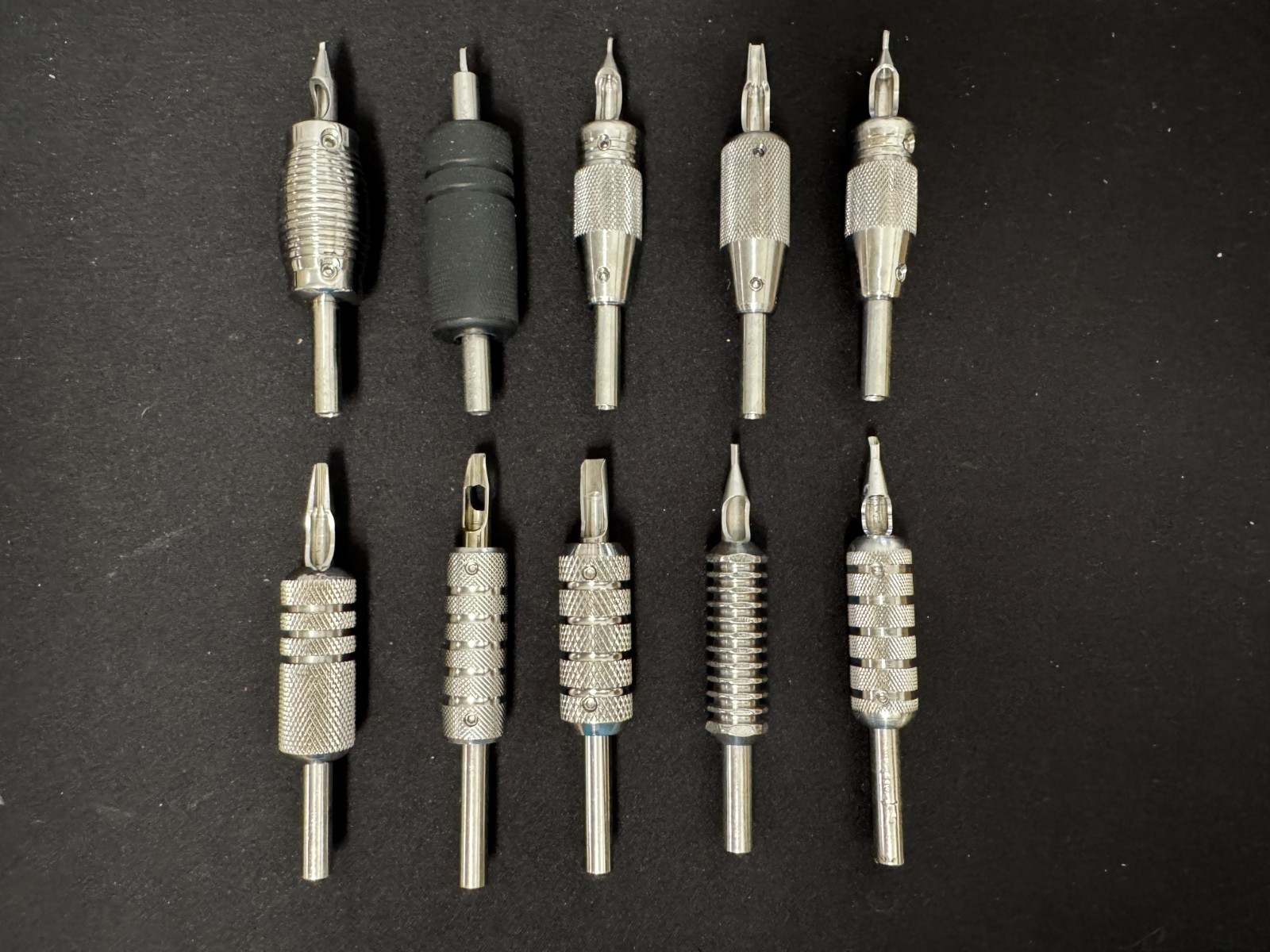 Vintage Tattoo Machine Tubes tips inch grips Stainless Steel LOT of 10