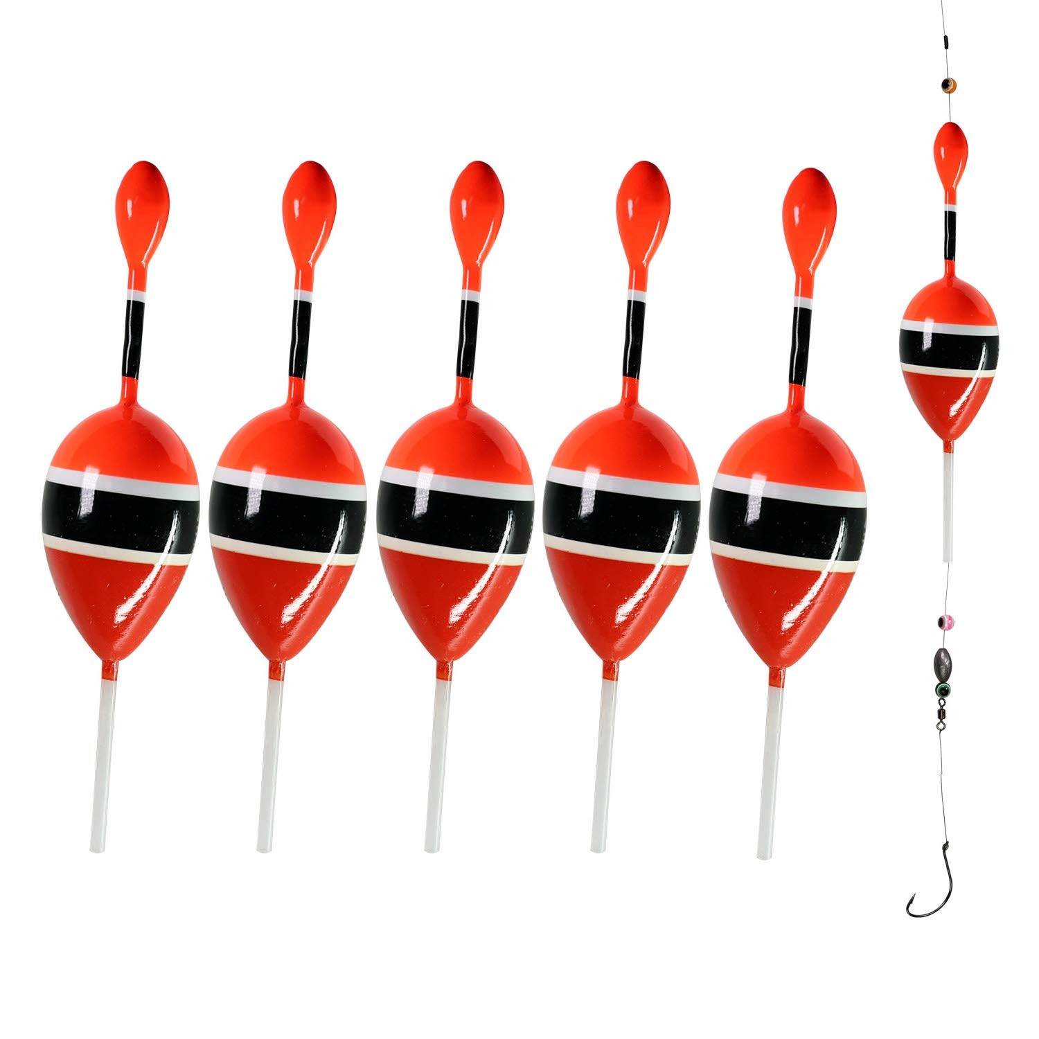 Fishing Floats Slip Bobbers for Crappie, Trout, Bass - 5 Pack 1/2 oz Red