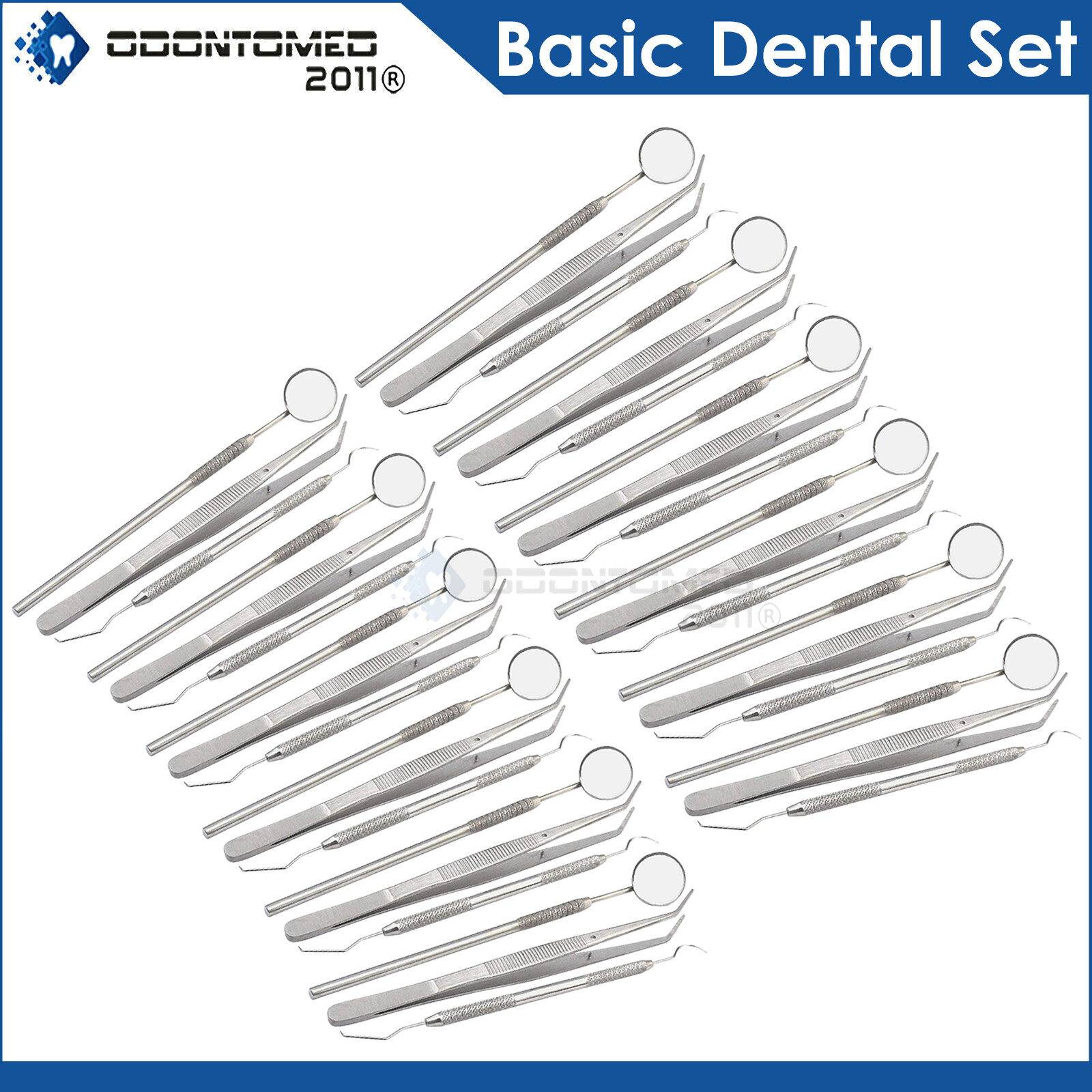 10 Set Dental Oral Care Basic Instrument Kit Stainless Steel Tools Mirror Probe
