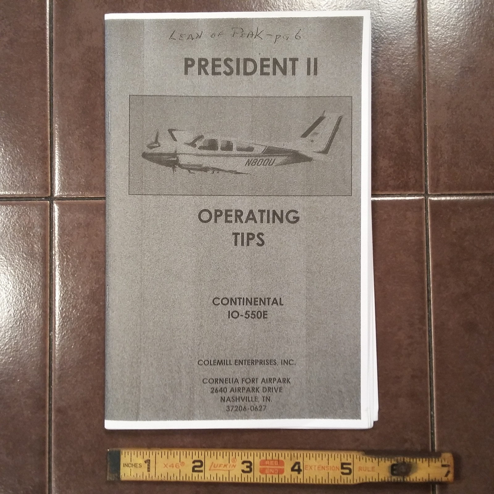 ColeMill Enterprises President II IO-550E Booklet