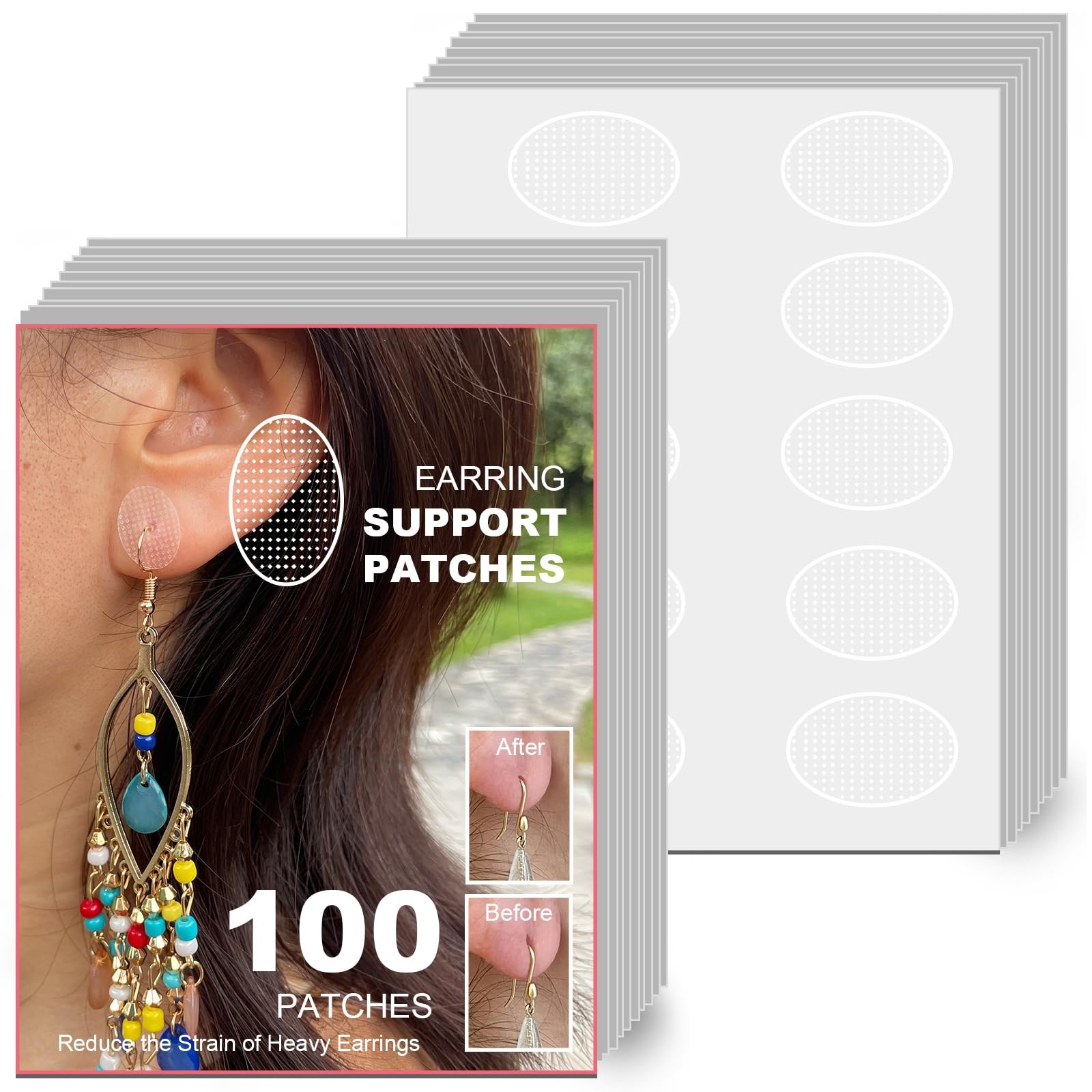 Ear Lobe Support Patches for Earrings, Earring Backs Droopy Ears, CLEAR