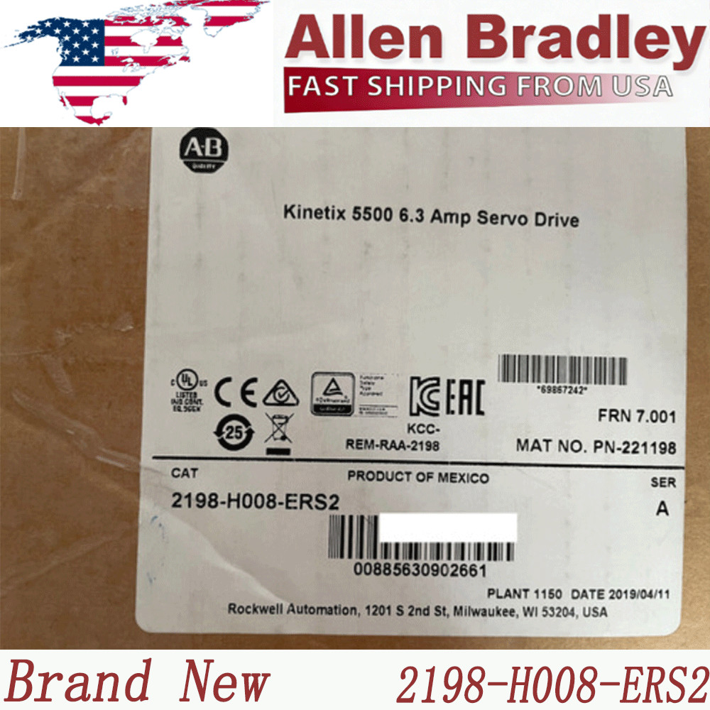 Factory Sealed AB2198-H008-ERS2 Kinetix 5500 6.3 Amp Servo Drive NEW