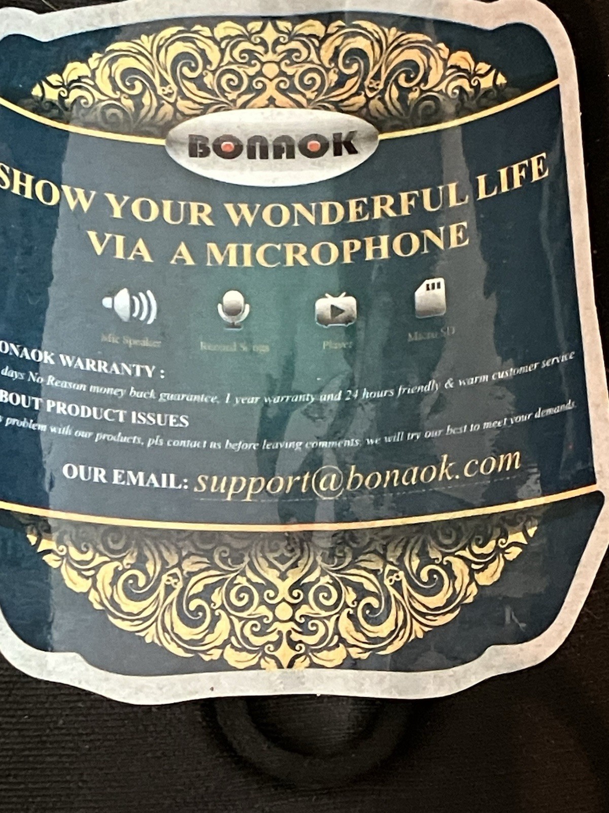 Bonaok Wireless Karaoke Bluetooth Microphone Mic & Case & Charging Cord Tested