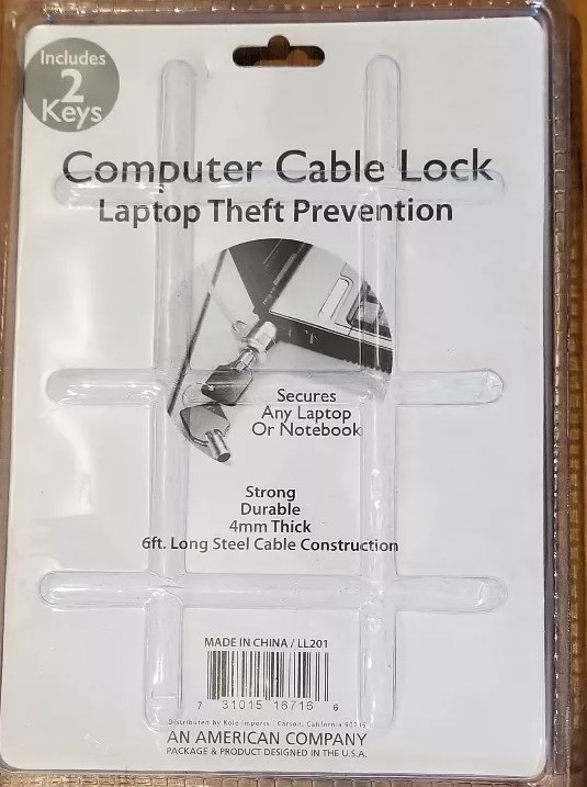 NOTEBOOK, LAPTOP, COMPUTER LOCK SECURITY CHAIN CABLE WITH KEY ~ Theft Prevention
