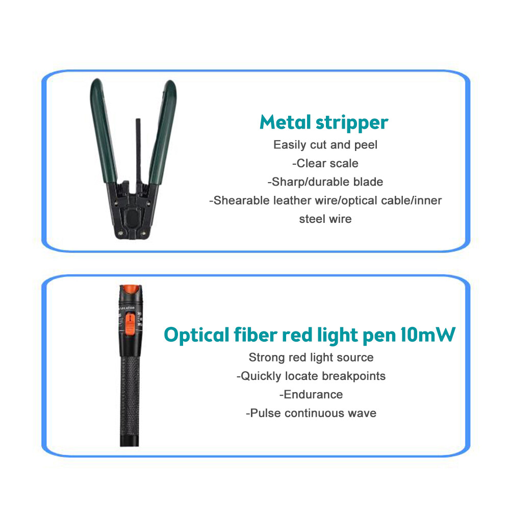 Fiber Optic Tool Kit -70~+10dBm 10mw Optical Power Meter Visual Fault Locator