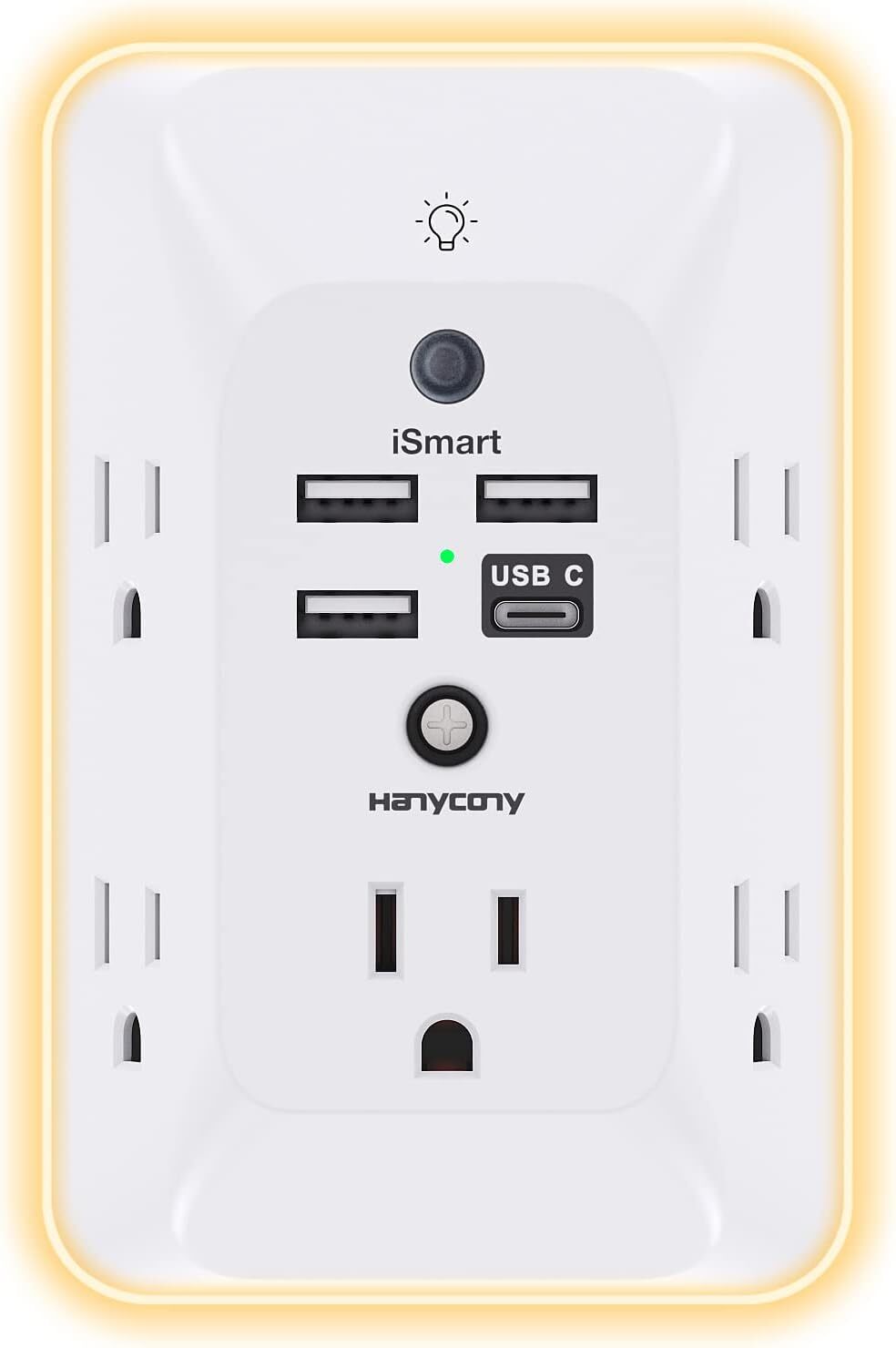 Outlet Extender with Night Light, Multi Plug Outlet, USB Wall Charger White
