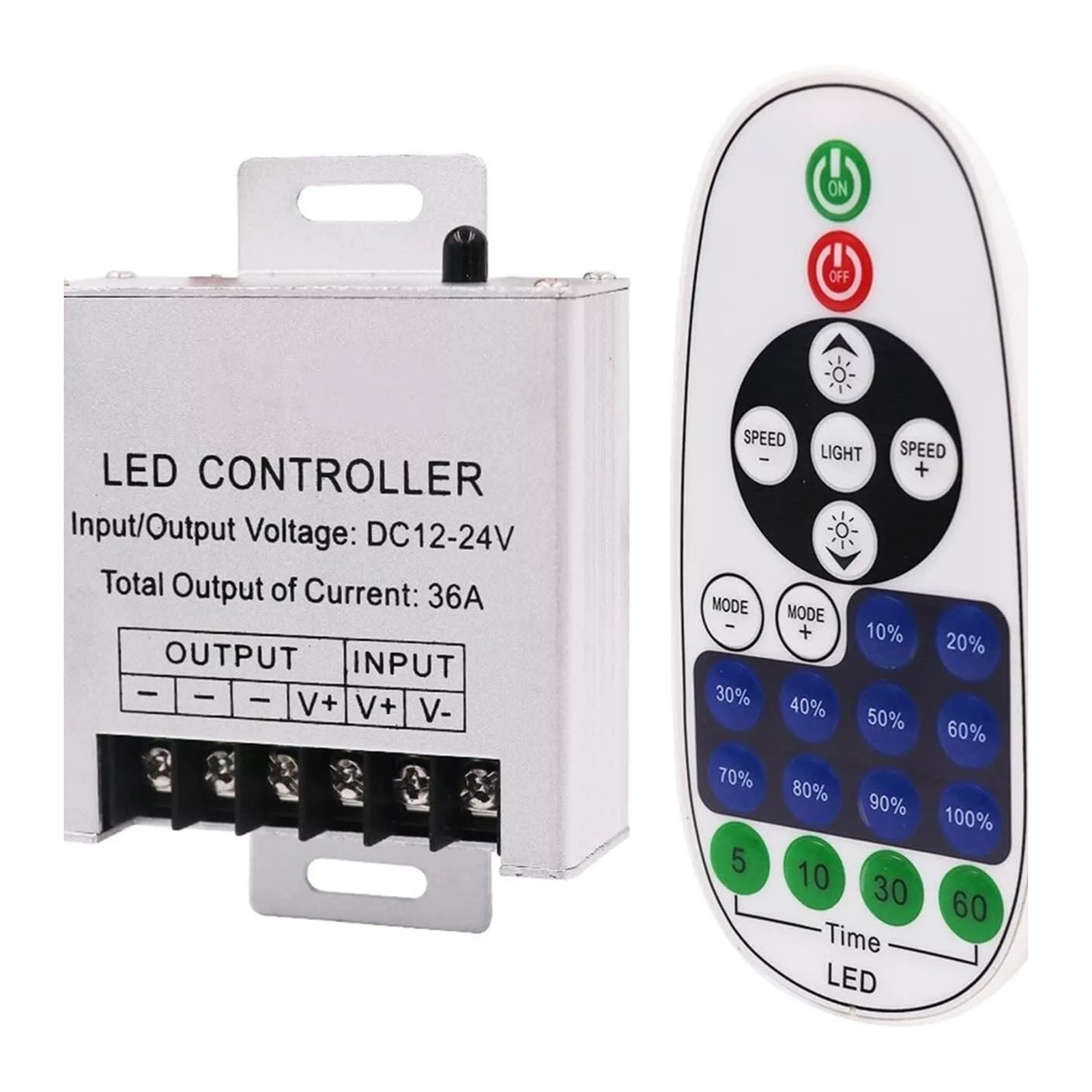 23Keys Remote Controller IR 360W LED 36A Light Dimmer Wireless 12V 24V DC