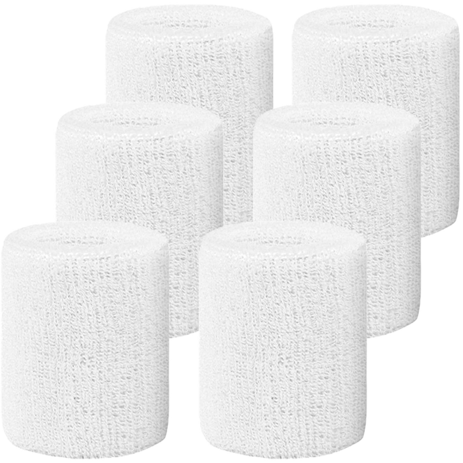 IMAGERIO 6 Pack 4 Inch Wrist Sweatbands Tennis Bands Absorbent White