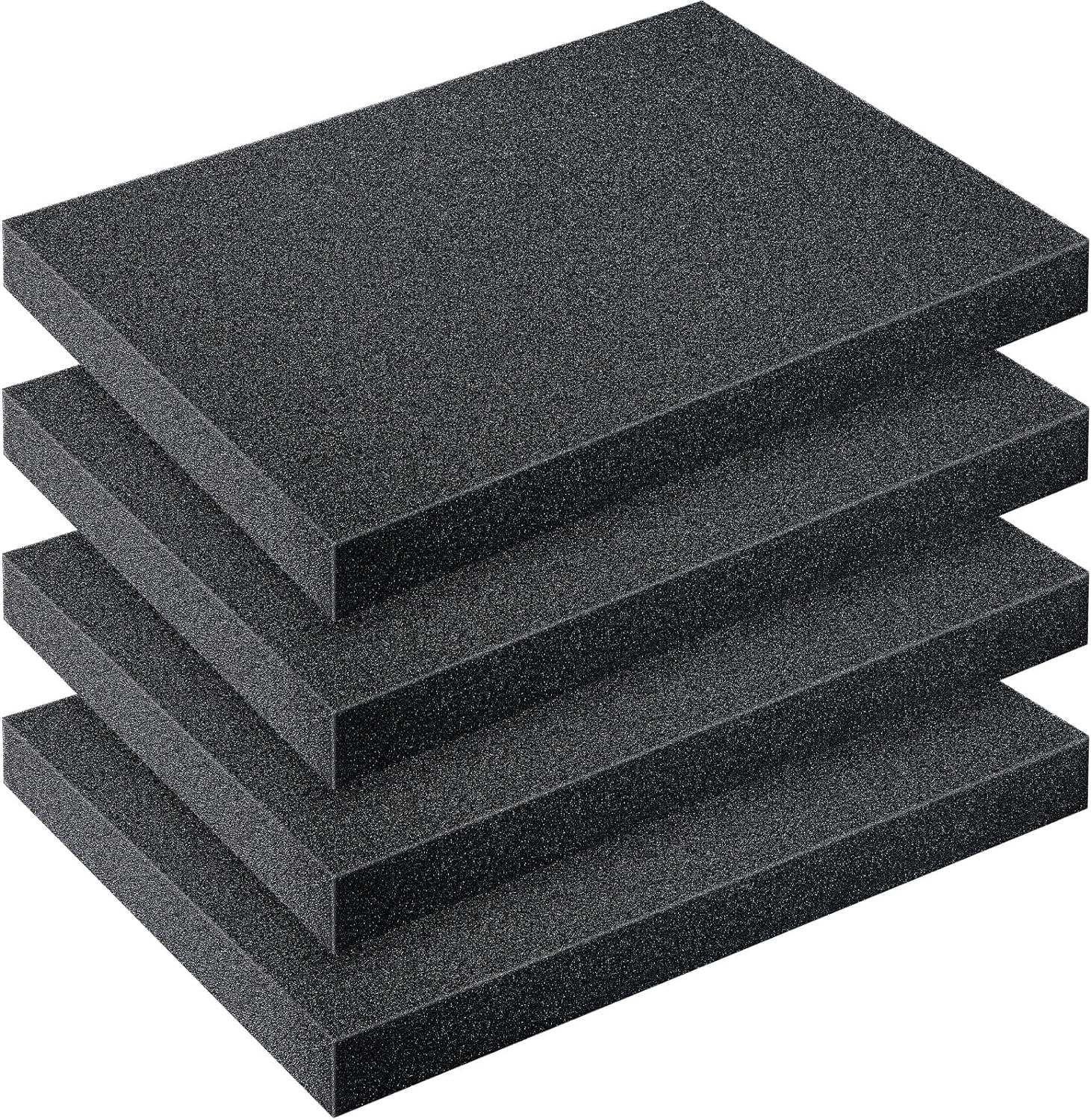 Outus 4 Pcs Cuttable Polyurethane Foam Pads Craft 16 x 12 x 1.5 Inch, Black