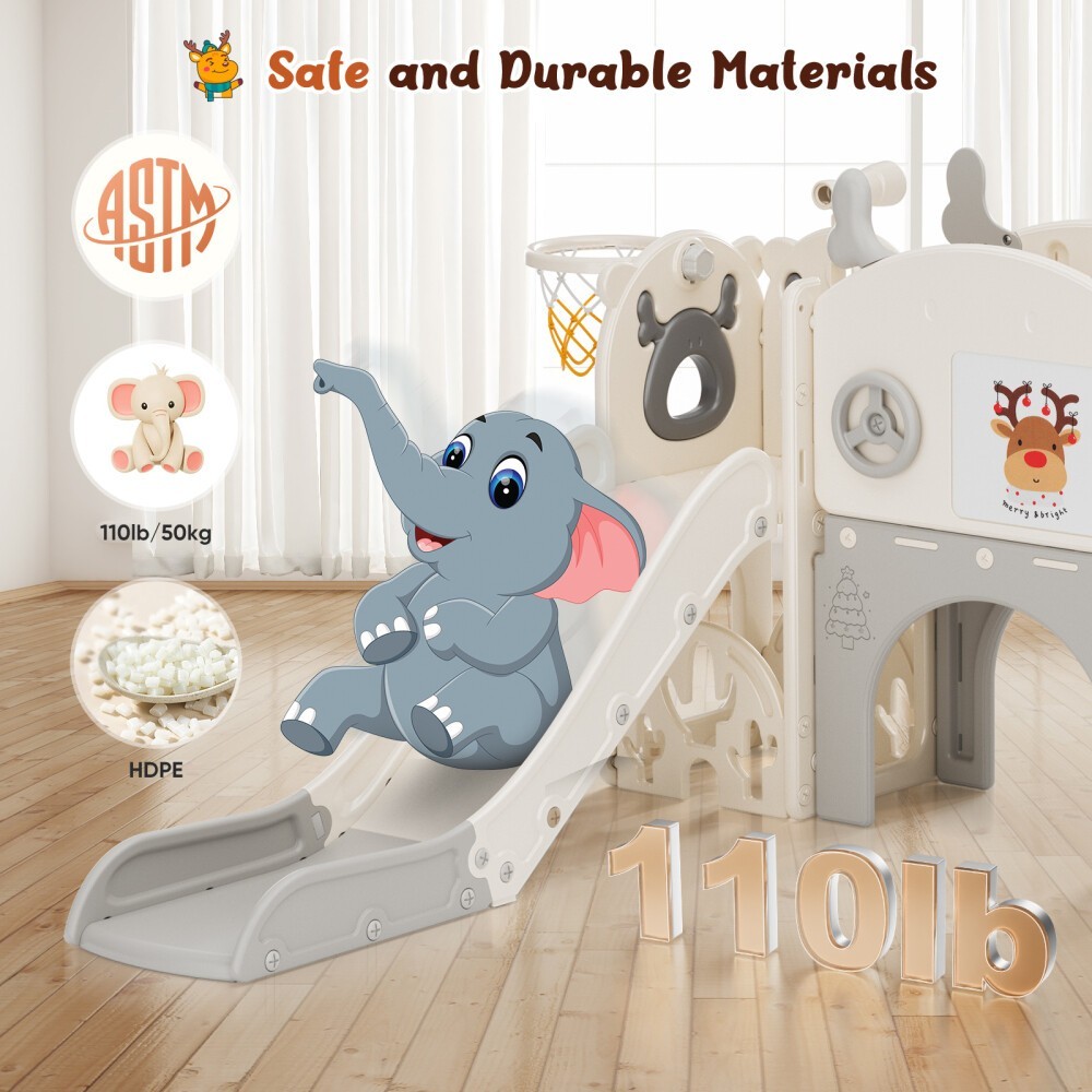 Kids Slide and Drawing Set,10in1 Toddler Slide Climber Indoor Outdoor Playground