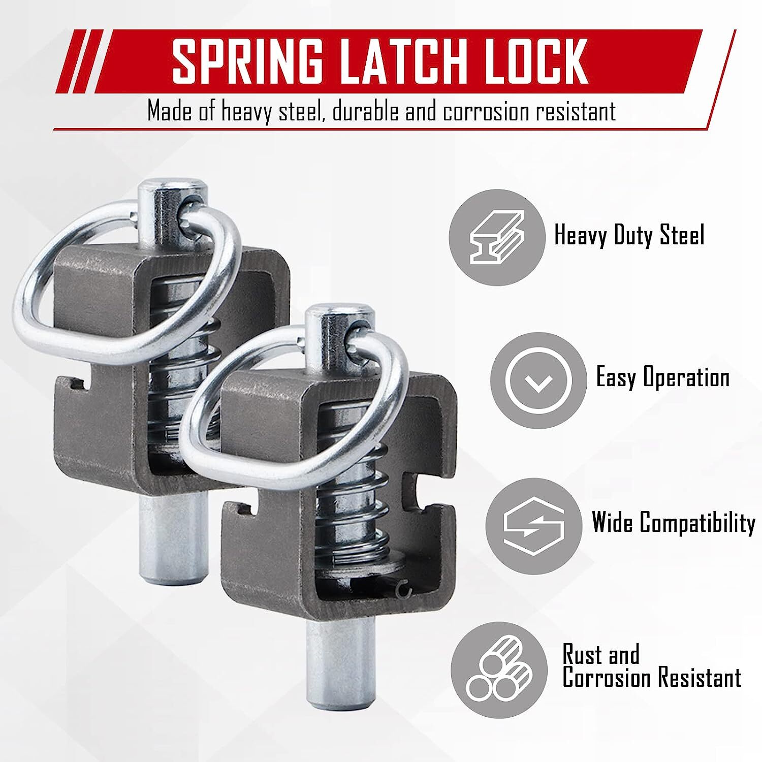 2PCS Weld-On Spring Pin Latch Lock Assembly for Utility Trailer Tail Gate Loaded