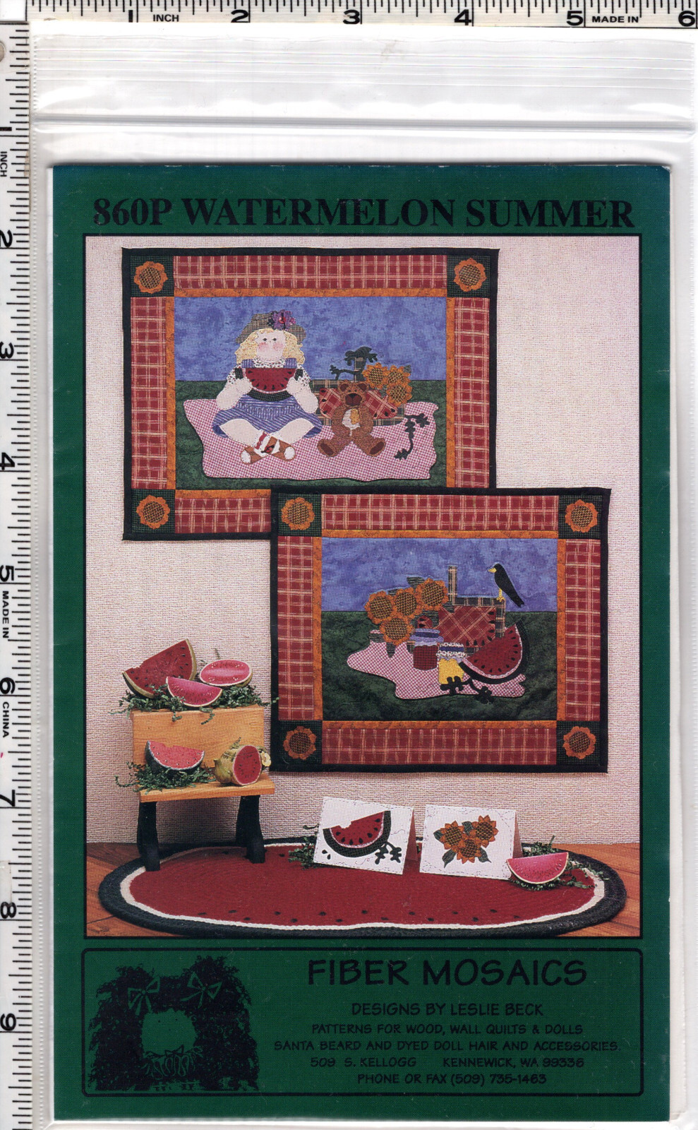Watermelon Summer" ©1993 Fiber Mosaics Sewing Quilting Applique Pattern 860P NEW