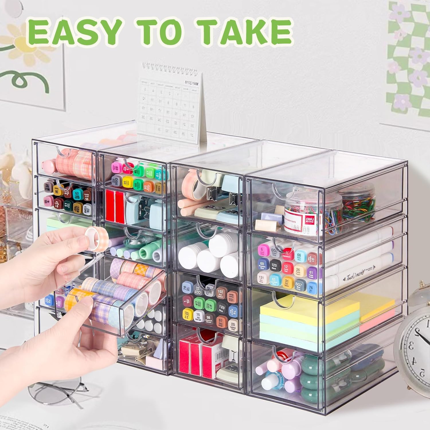 Acrylic Organizer with Drawers | 20 Drawers 4 Sets | Desk Organizer and Storage,