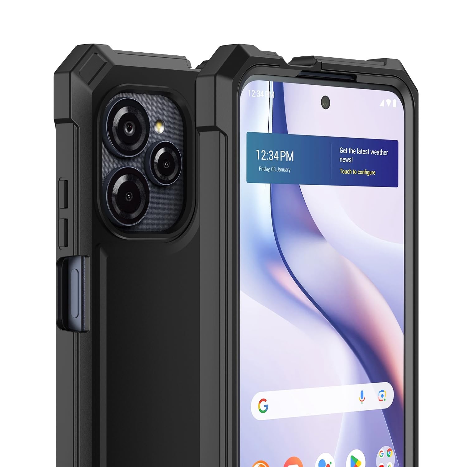 WODAF for BLU View Speed Ultra 5G Case, with Screen Protector Hard PC Black