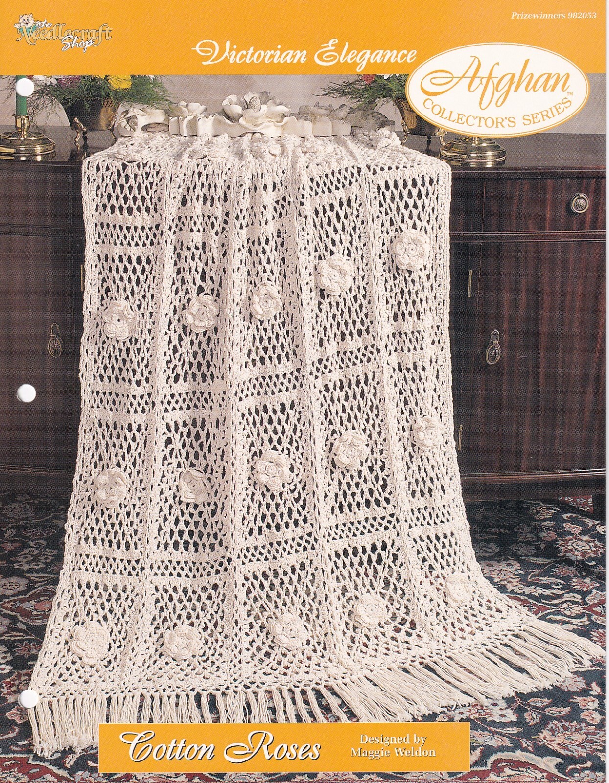 Afghan Crochet Pattern COTTON ROSES Victorian Elegance Needlecraft Shop