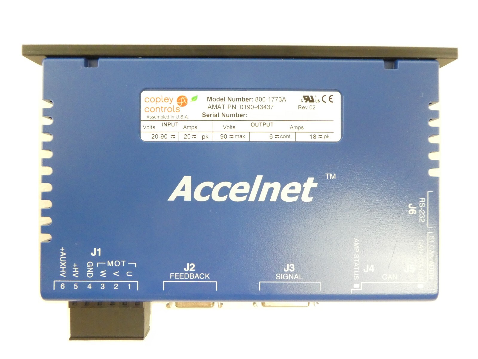 Copley Controls 800-1773A Accelnet AMAT Applied Materials 0190-43437 Working