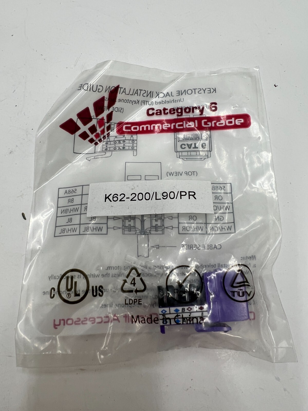 (QTY 23) K62-200/L90/PR Cat 6 jack commercial grade keystone