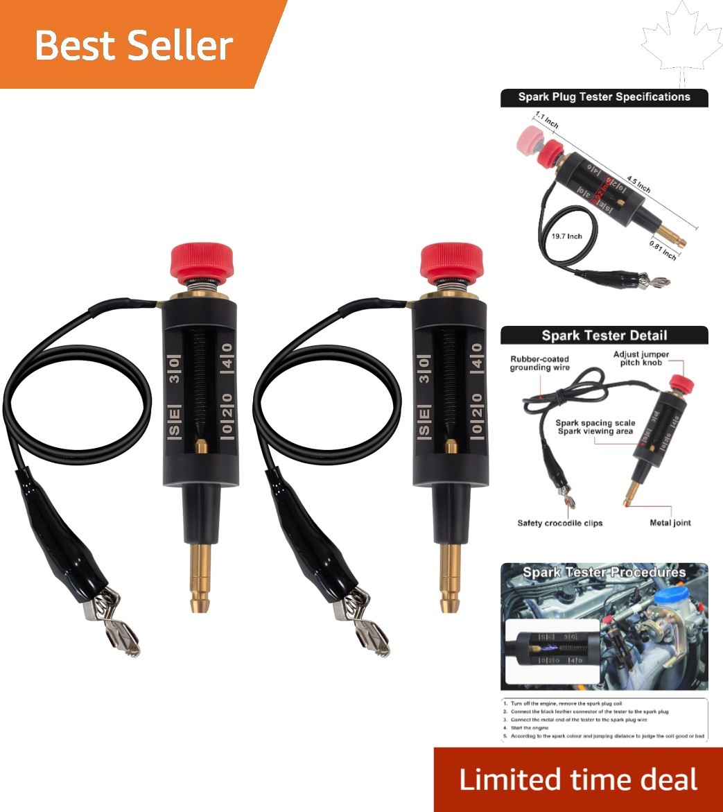 Compact 2 PCS Spark Tester with Metal Connectors for Accurate Engine Diagnostics
