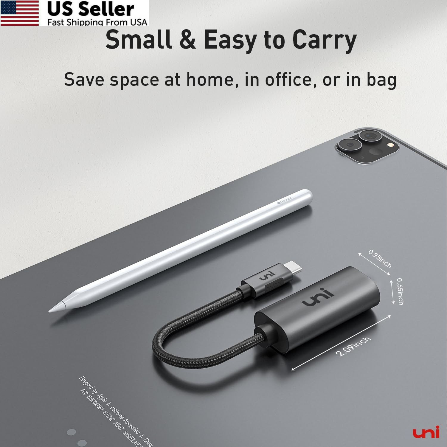 uni USB C to Ethernet Adapter, Driver Free RJ45 C [Thunderbolt Grey