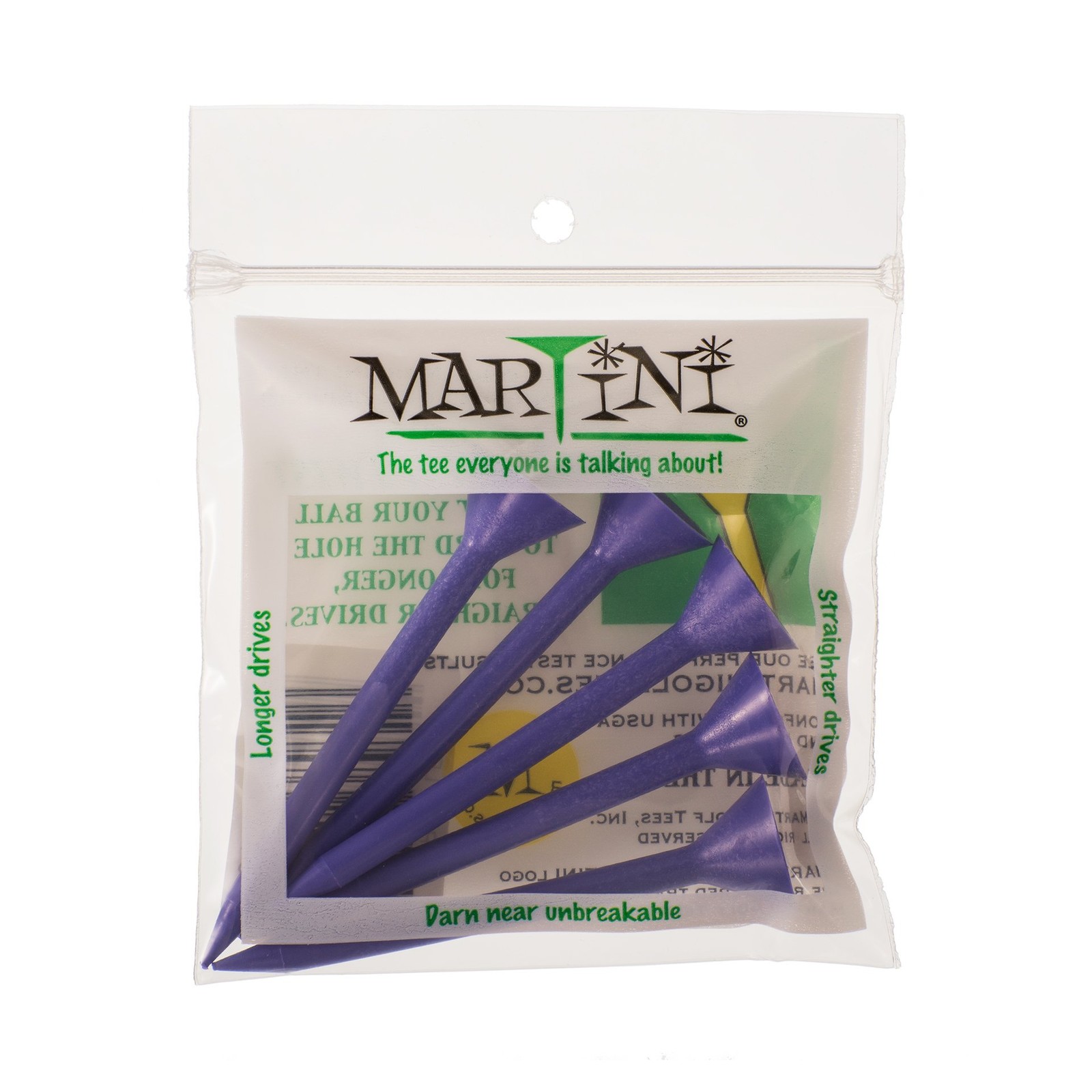 Martini Golf Tees 3-1/4" Durable Plastic Tees (5 Pack), Purple