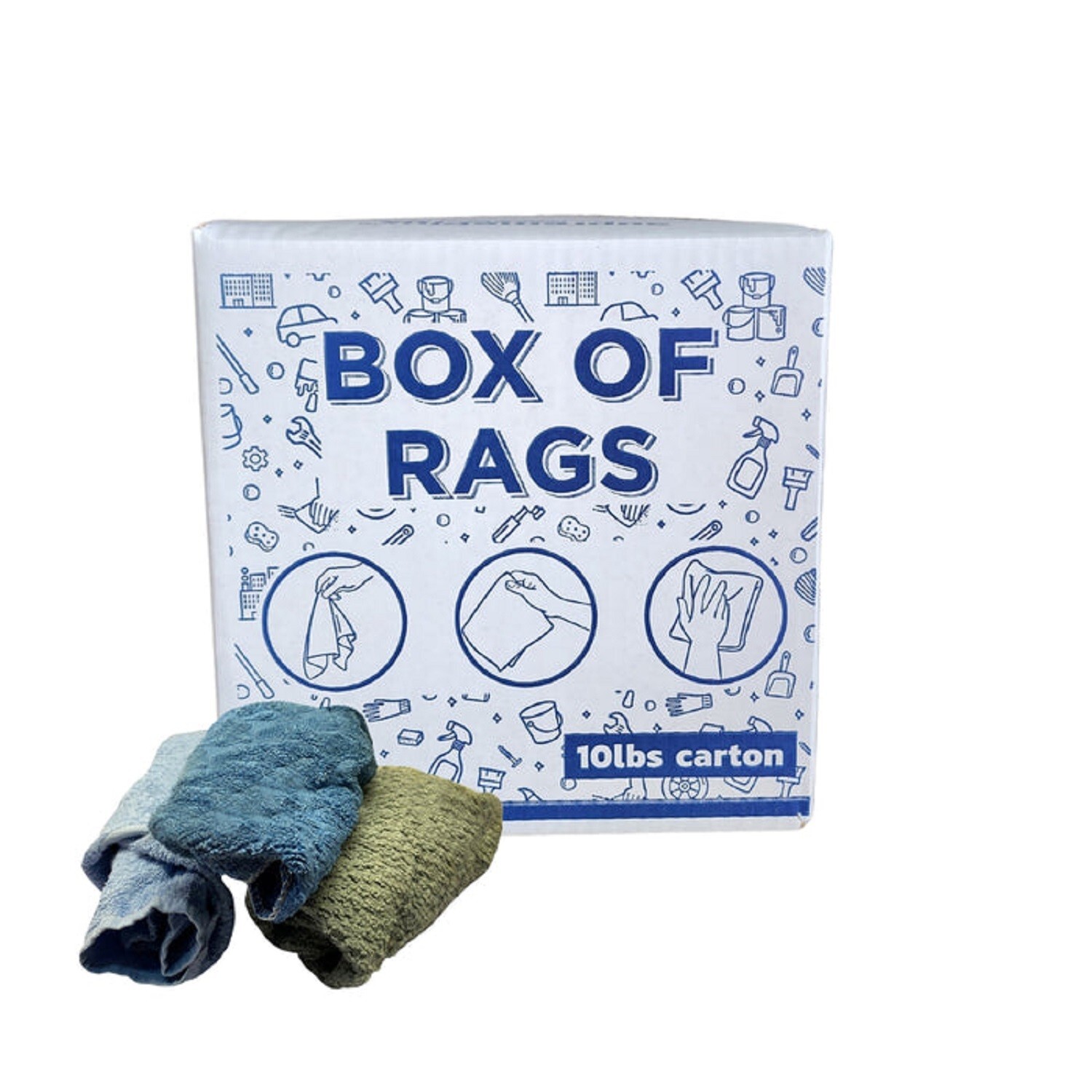 Recycled Color Terry Towel Cleaning Rags-10 lbs. Box Multipurpose Cleaning Towel