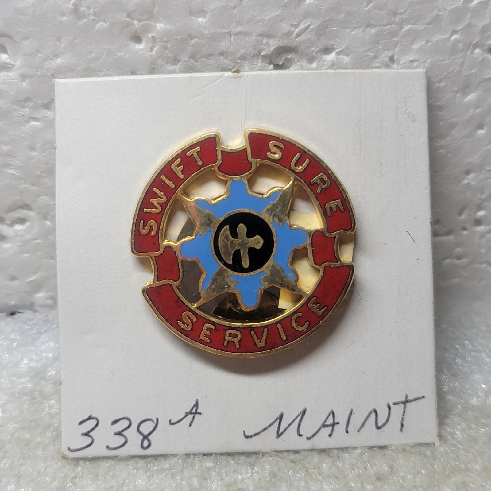 VTG Authentic US Army 338th Maintenance Battalion DI DUI Crest Insignia G23 Pin