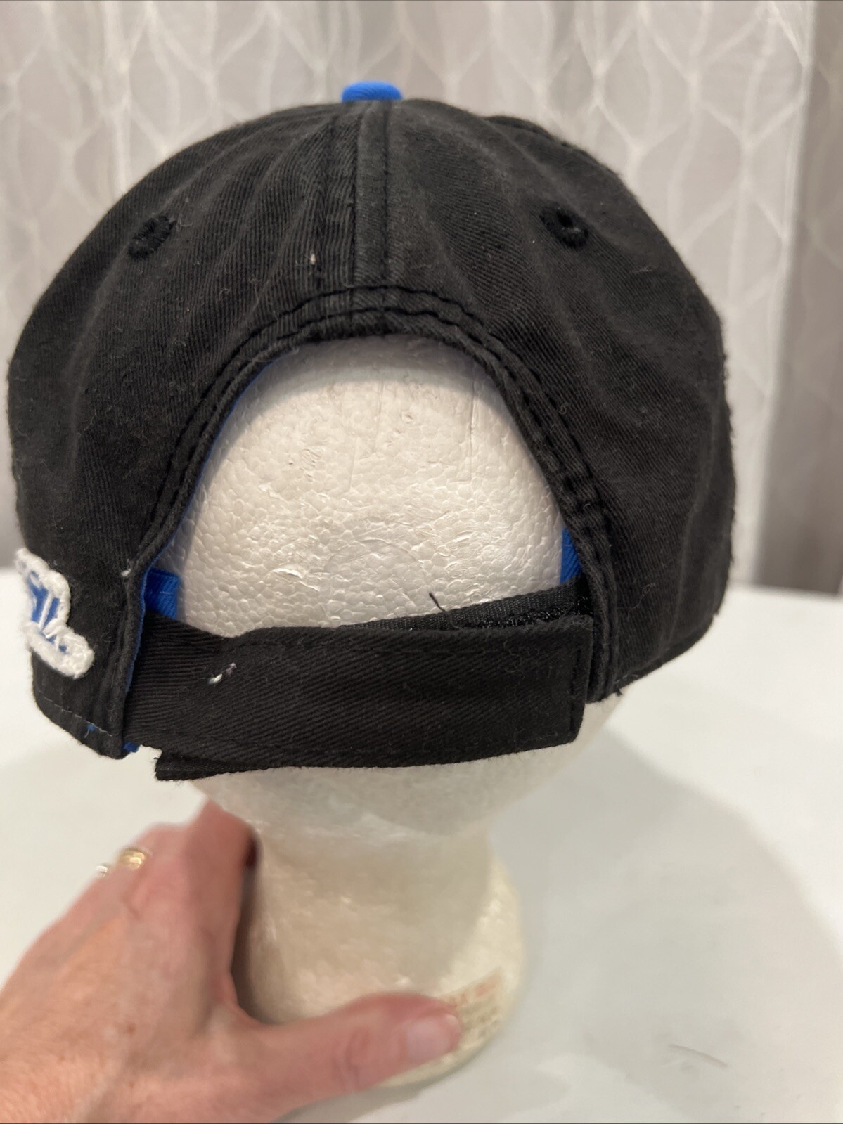 Bud Light Football Distressed Cotton Royal Blue Hat Cap Hook Loop