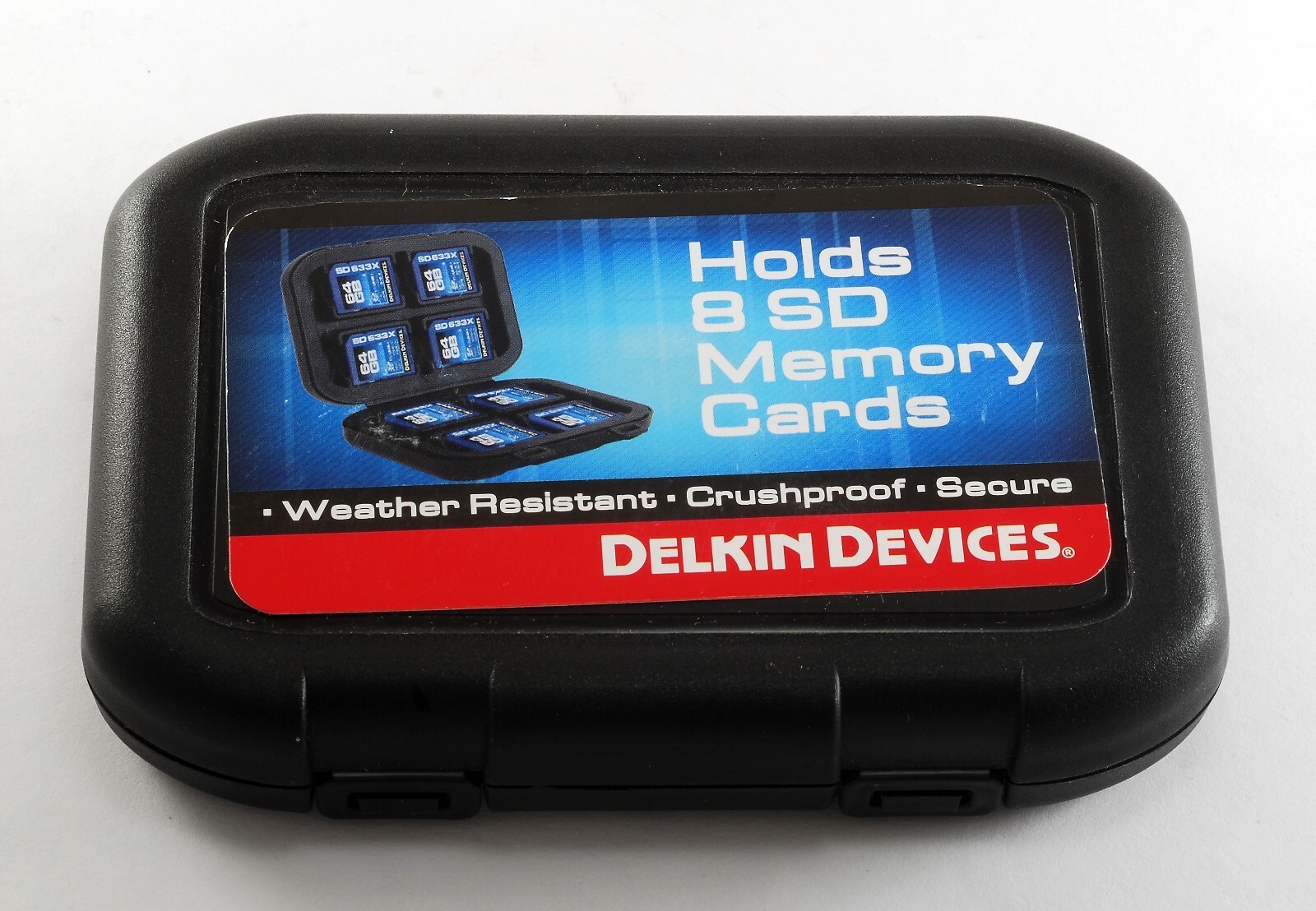 Delkin Devices Heavy Duty Memory SD Card Case holds 8 Memory Cards  Black Used