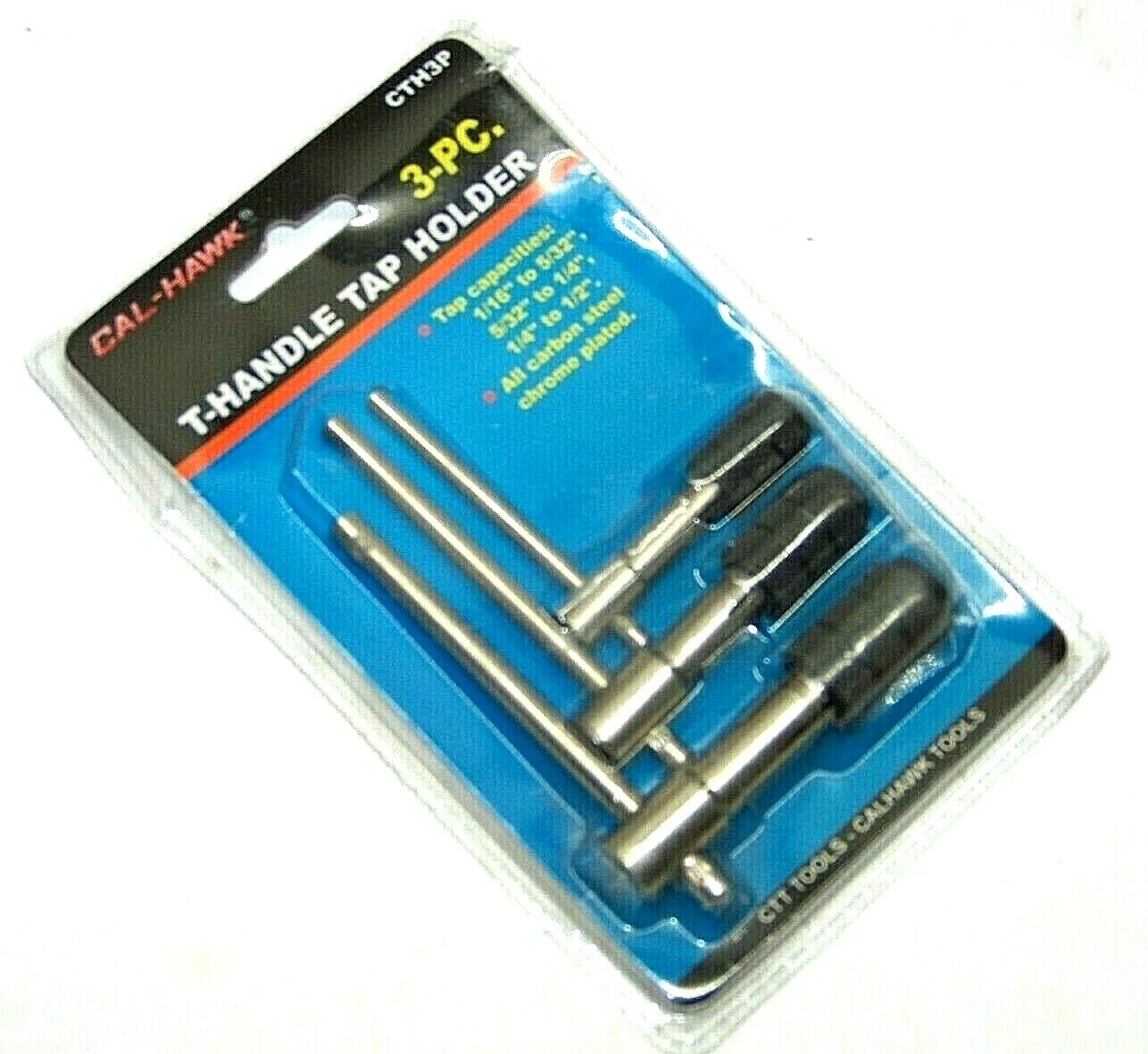 3 pcs T-Handle Tap Holder Wrench Set Tap Cap 1-1/16" to 5/32" to 1/4" to 1/2"