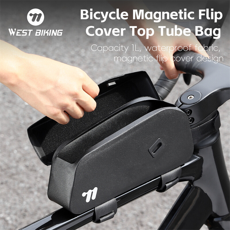 WEST BIKING Bicycle Frame Bag Waterproof Magnetic Flip Cover Bike Top Tube Bag